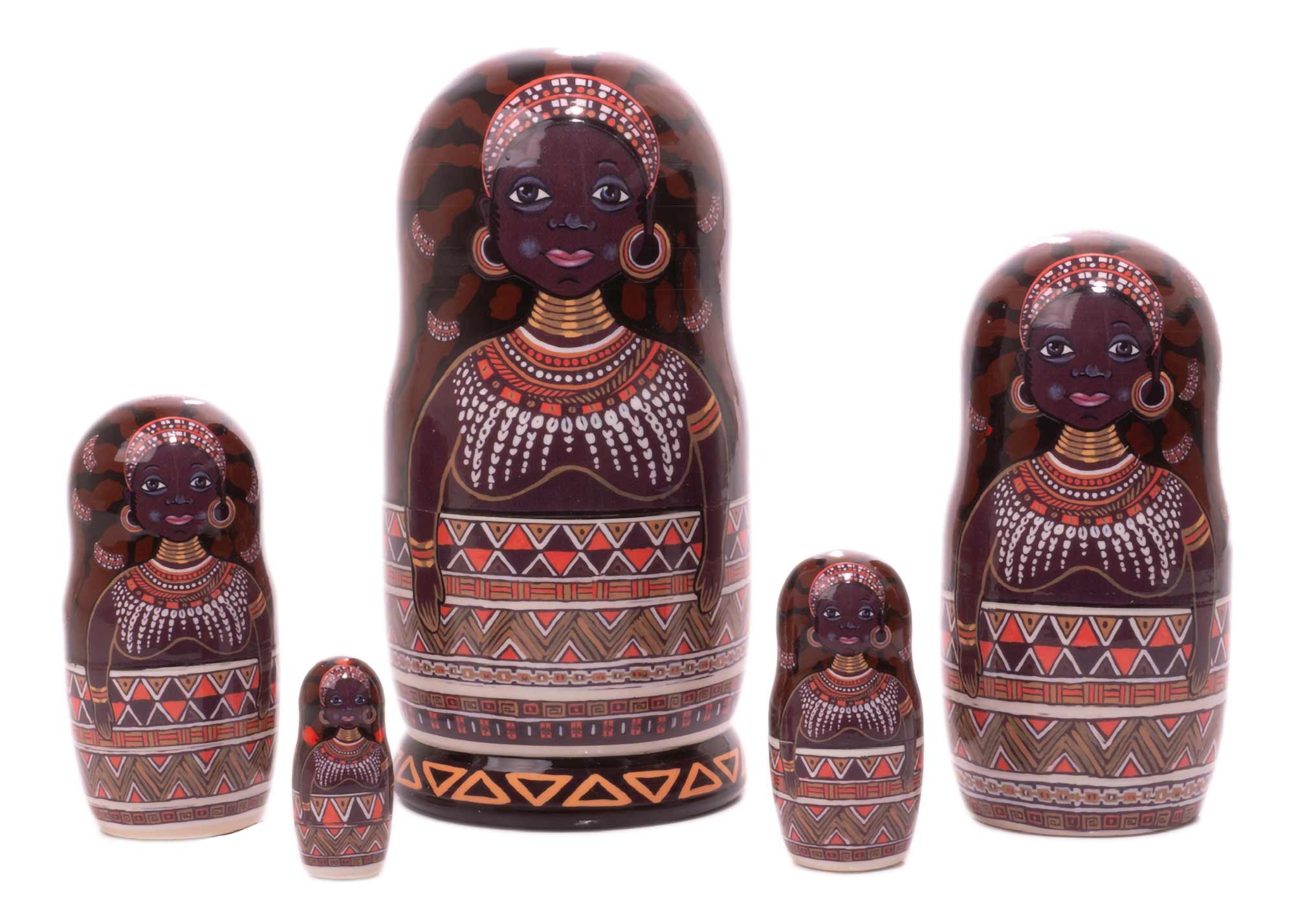 Buy African Queen Nesting Doll 5pc./6" at GoldenCockerel.com