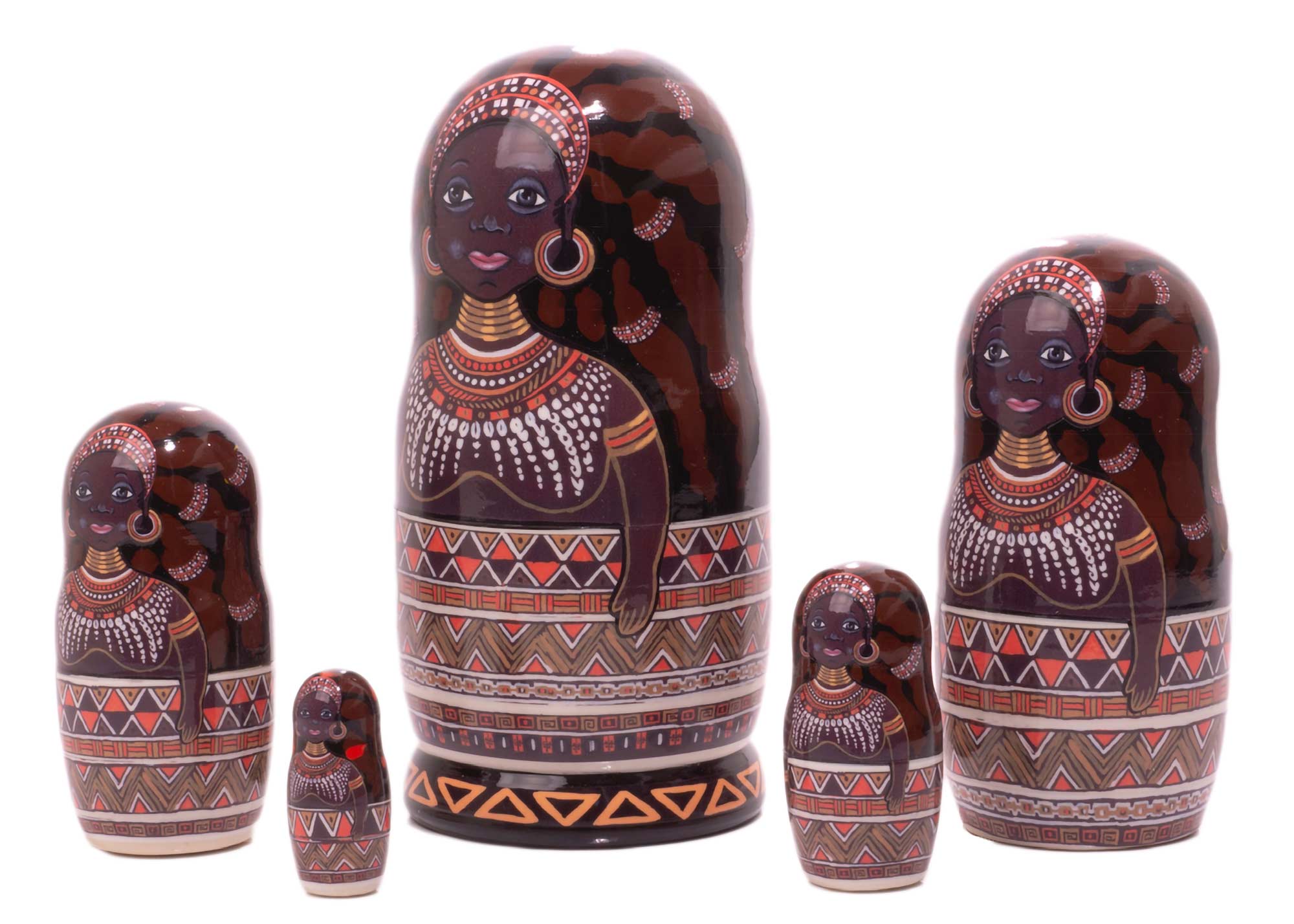 Buy African Queen Nesting Doll 5pc./6" at GoldenCockerel.com