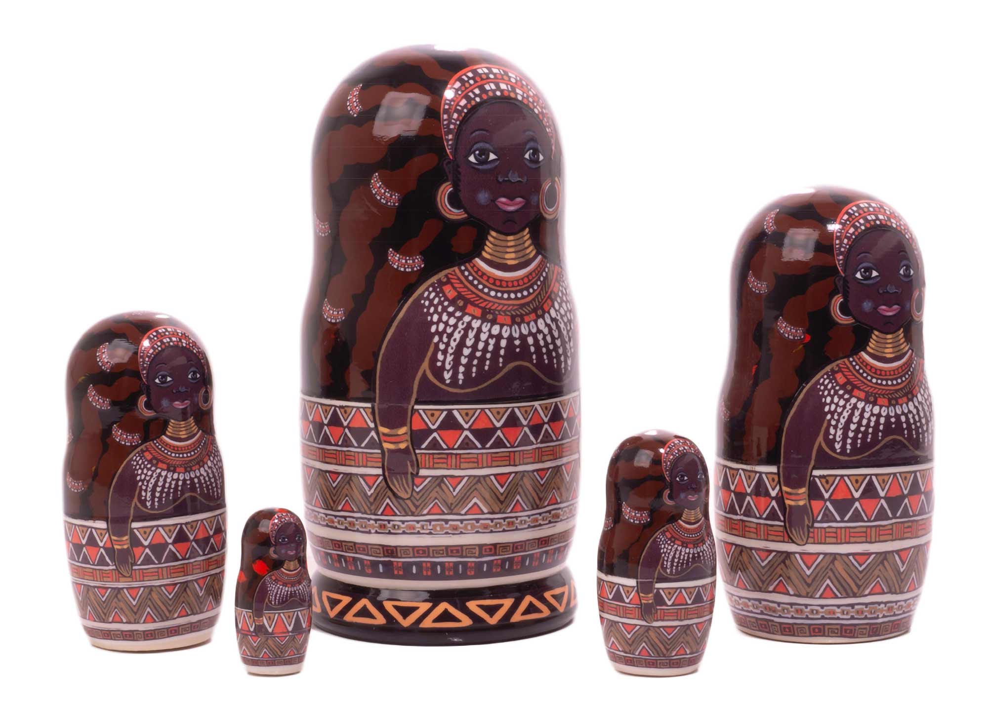 Buy African Queen Nesting Doll 5pc./6" at GoldenCockerel.com