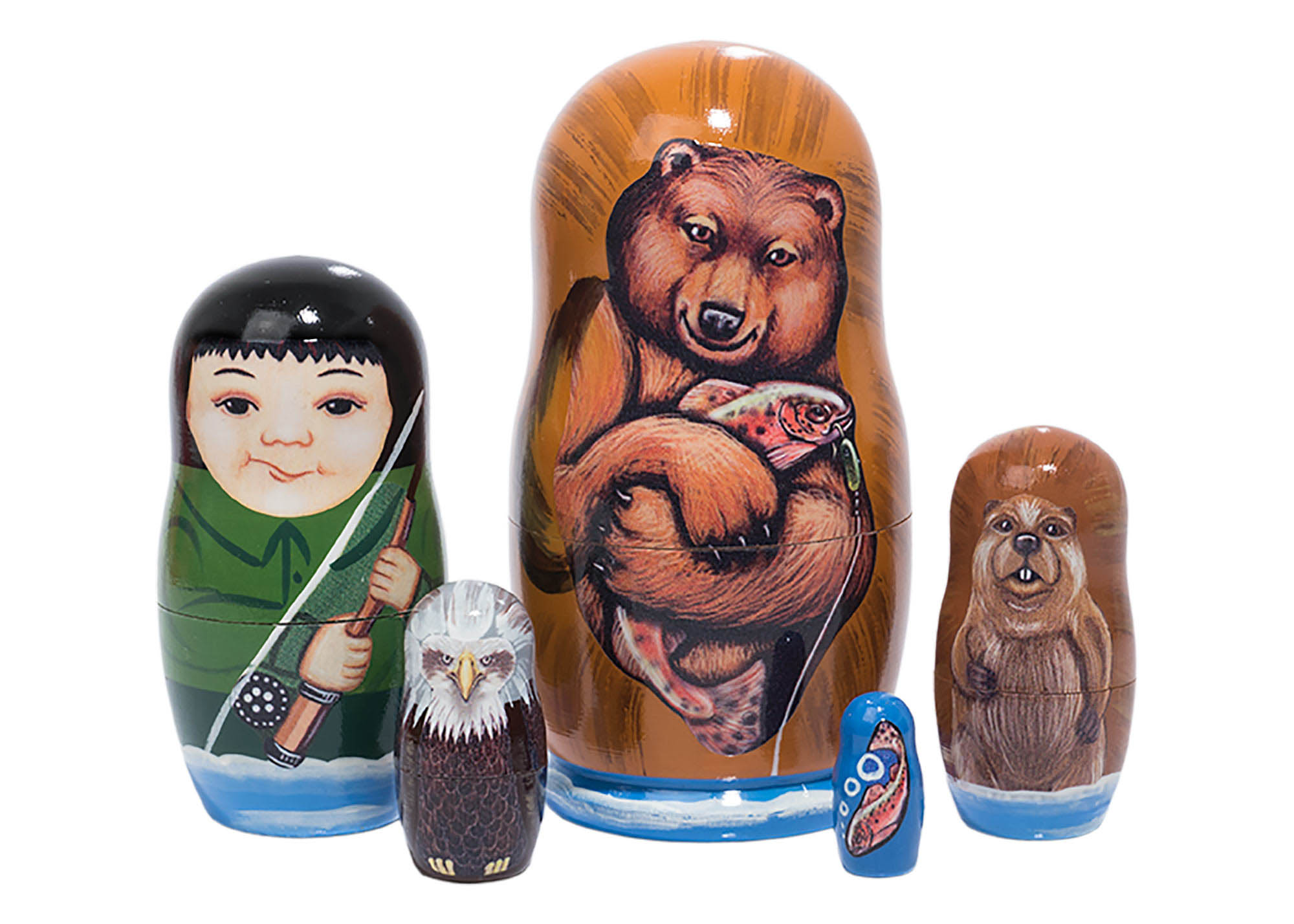 Buy Fishing Adventure Nesting Doll 5pc./4" at GoldenCockerel.com