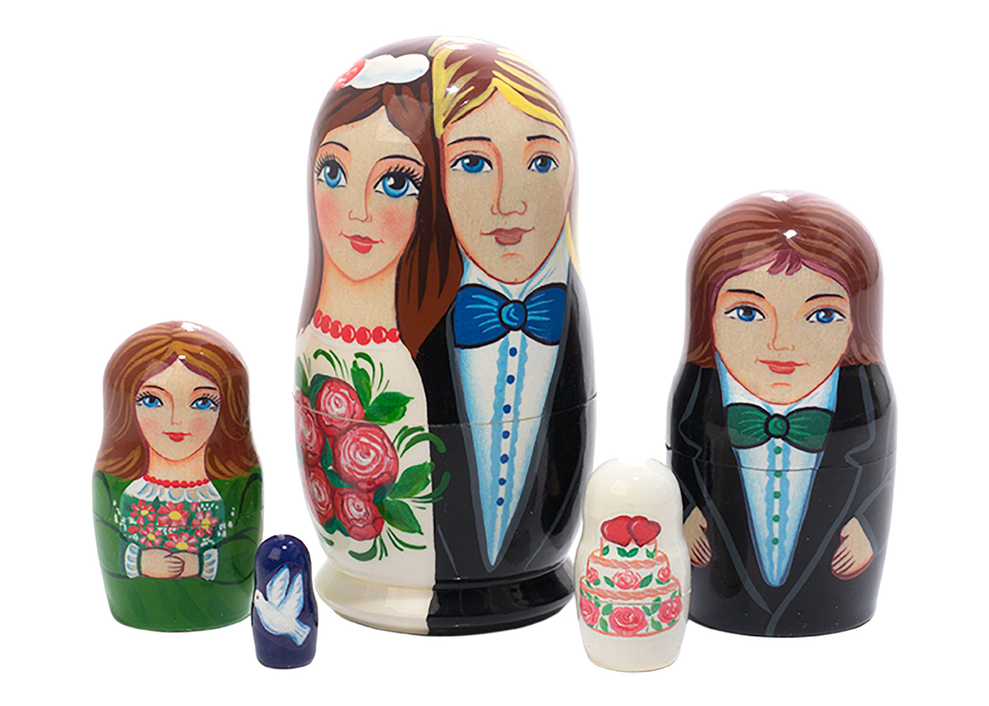 Buy Wedding Favor Nesting Doll 5pc./4" at GoldenCockerel.com