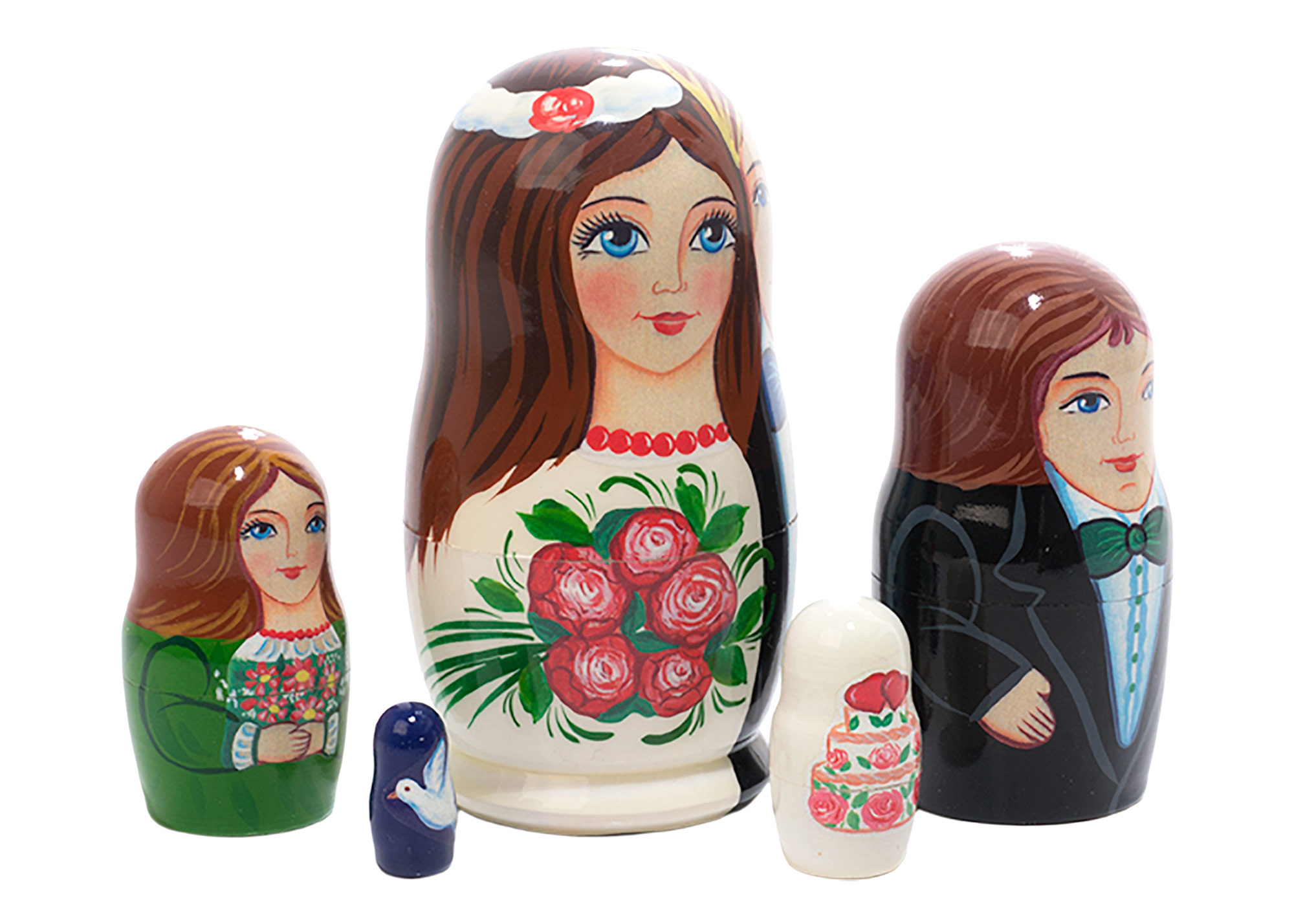 Buy Wedding Favor Nesting Doll 5pc./4" at GoldenCockerel.com