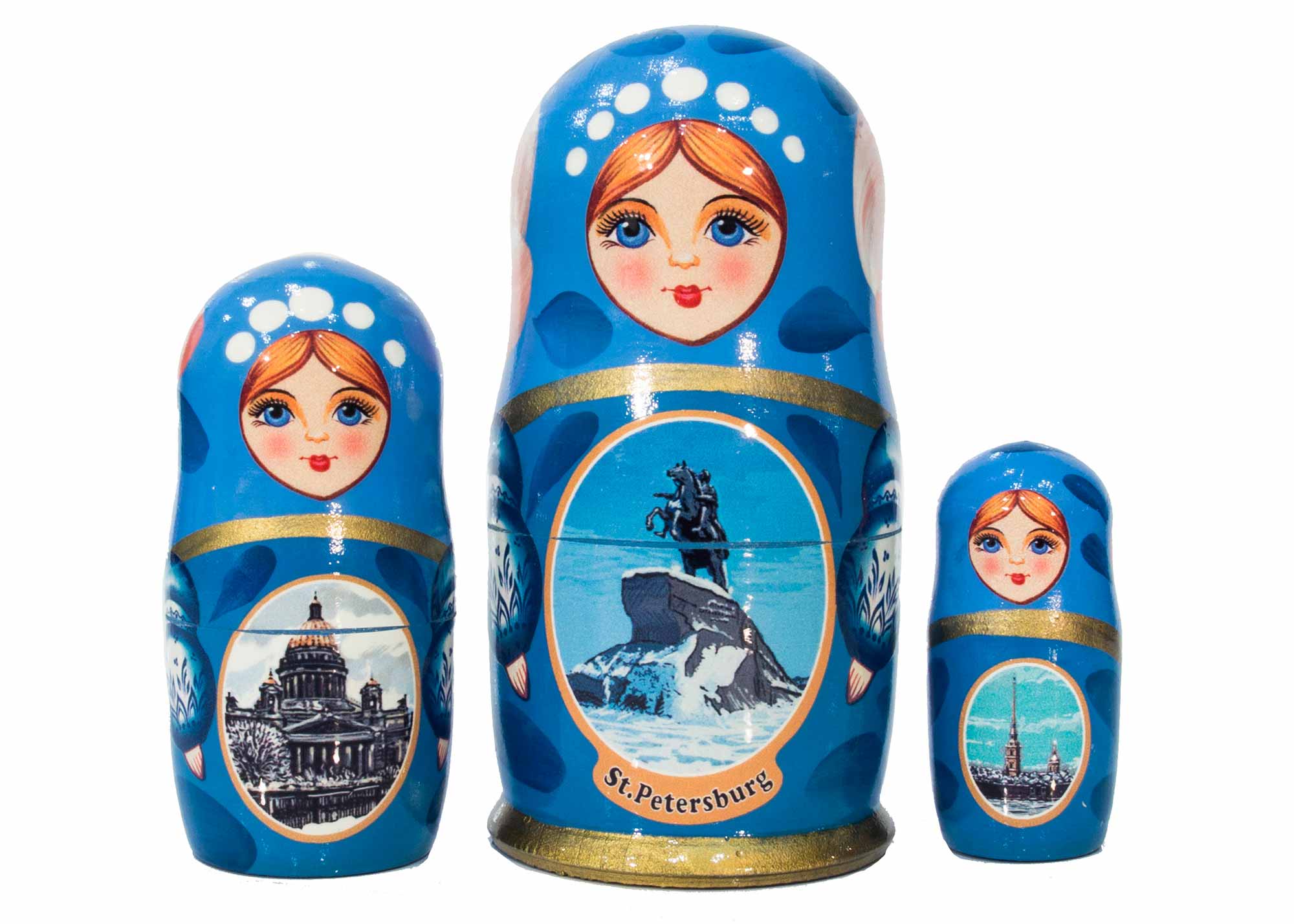 Buy Saint Petersburg Nesting Doll 3pc./4" - Blue at GoldenCockerel.com