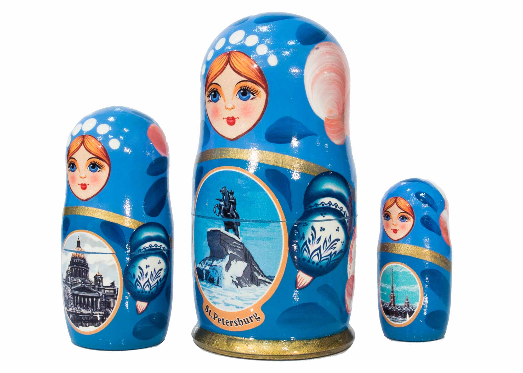 Buy Saint Petersburg Nesting Doll 3pc./4" - Blue at GoldenCockerel.com