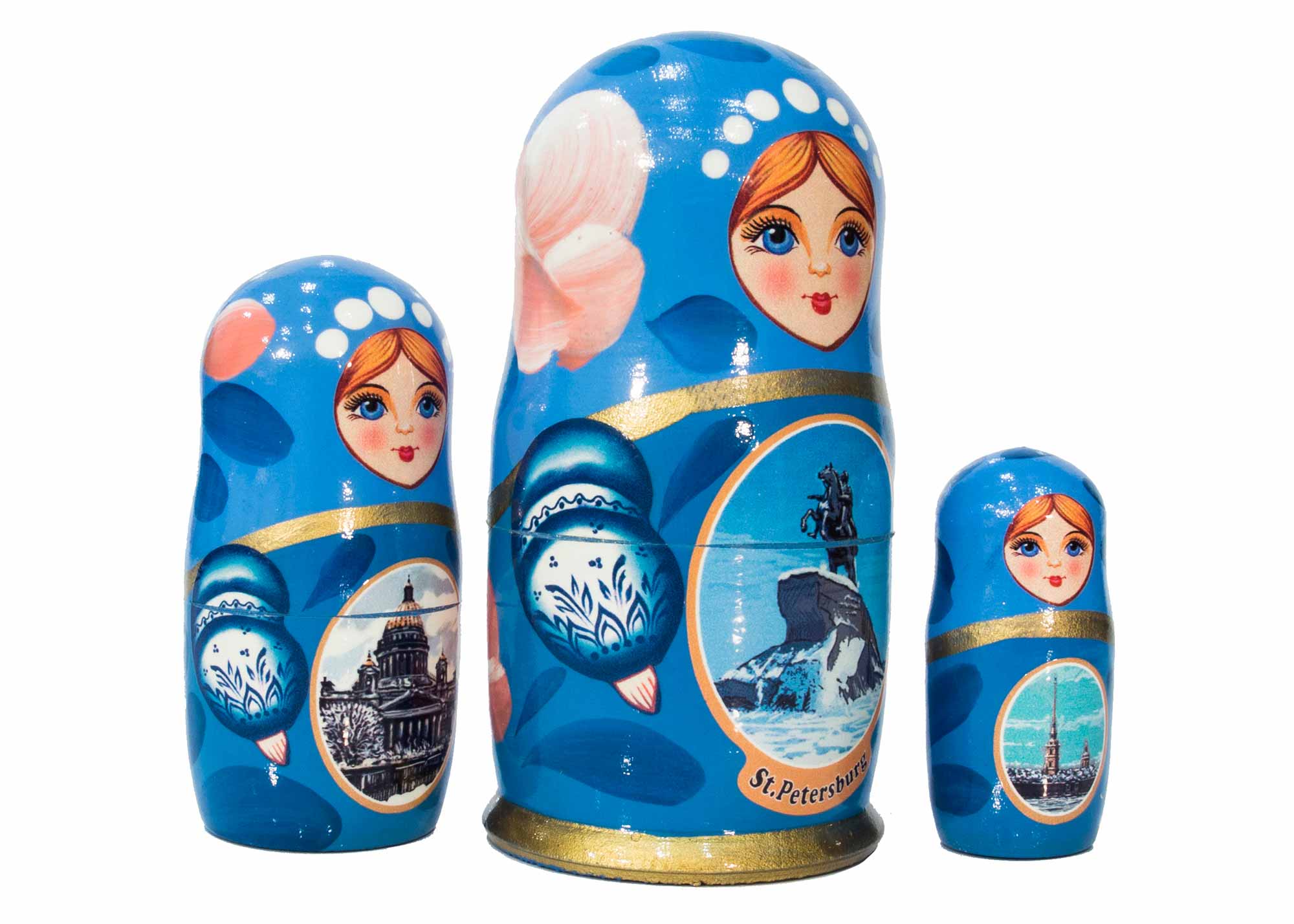 Buy Saint Petersburg Nesting Doll 3pc./4" - Blue at GoldenCockerel.com