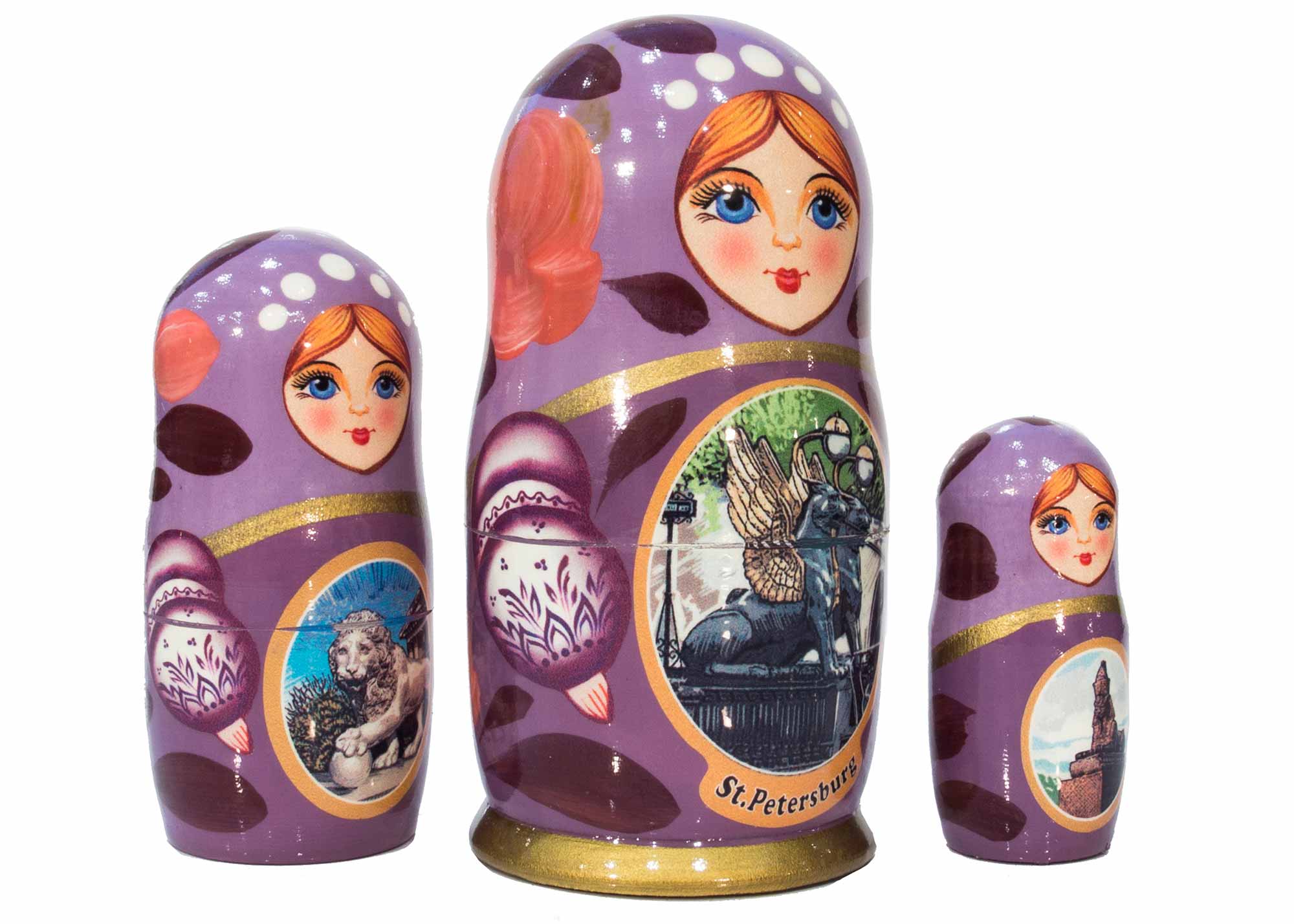 Buy Saint Petersburg Nesting Doll 3pc./4" - Lavender at GoldenCockerel.com