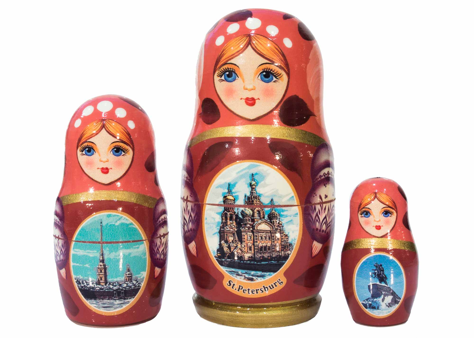 Buy Saint Petersburg Nesting Doll 3pc./4" - Pink at GoldenCockerel.com