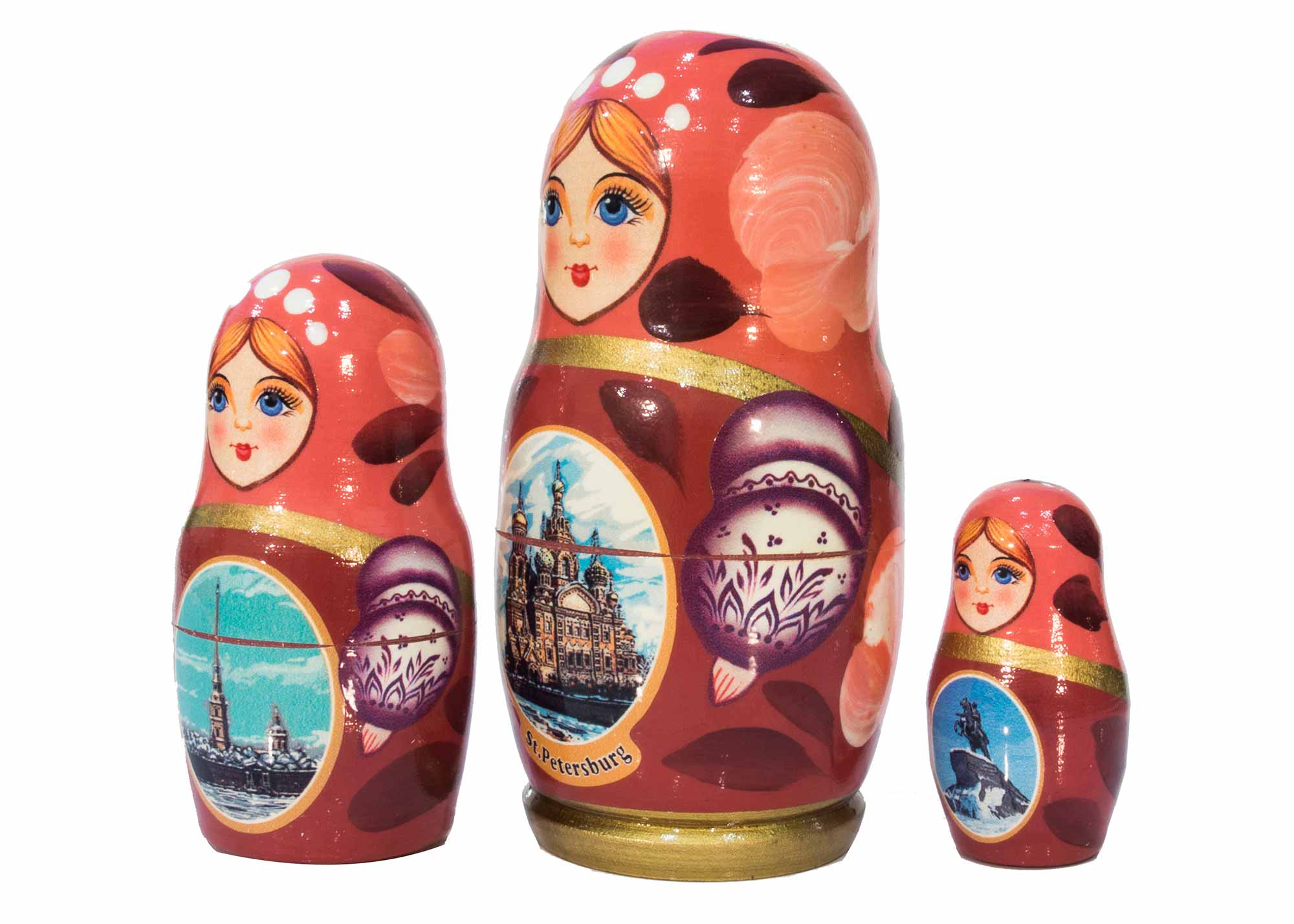 Buy Saint Petersburg Nesting Doll 3pc./4" - Pink at GoldenCockerel.com