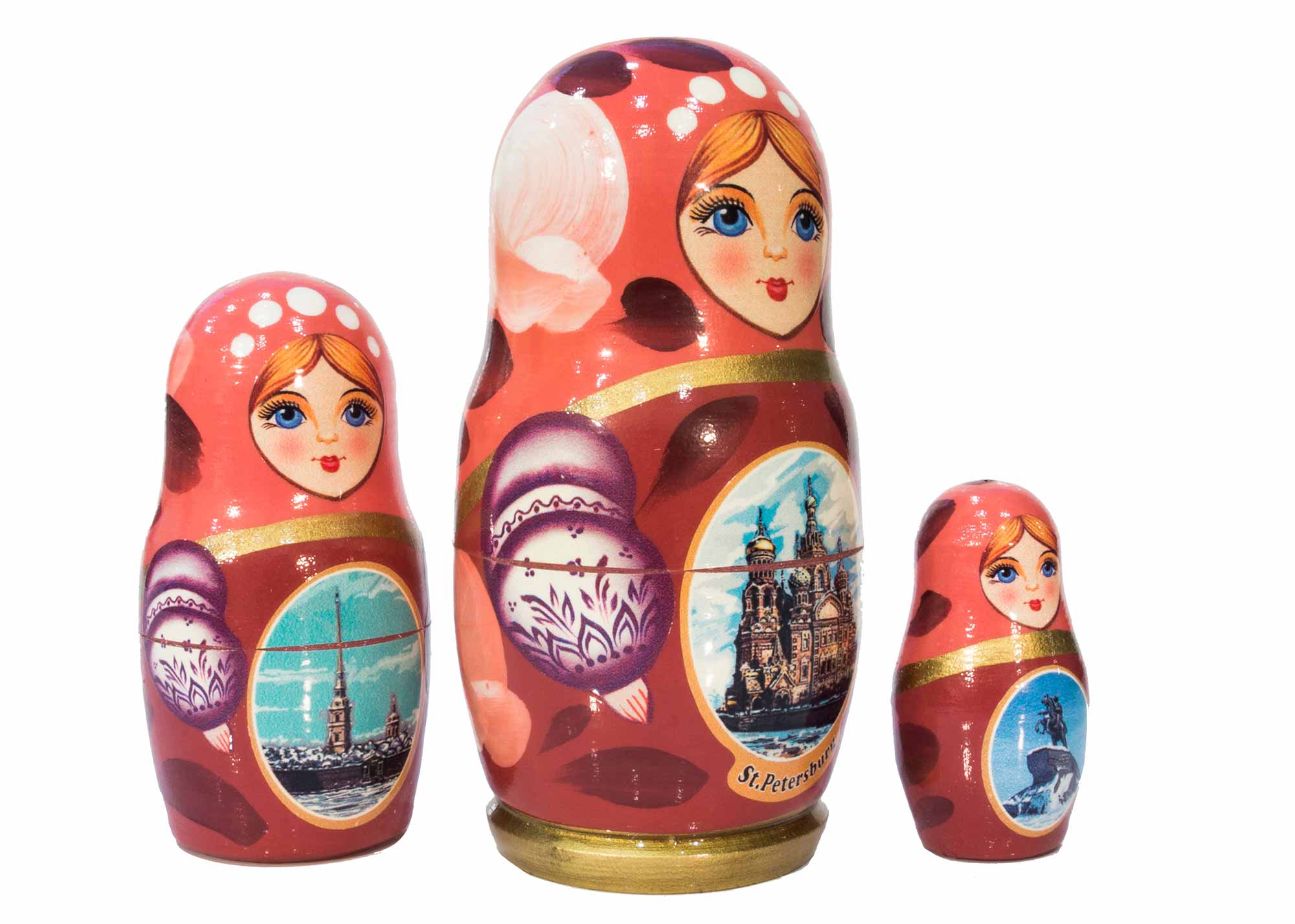 Buy Saint Petersburg Nesting Doll 3pc./4" - Pink at GoldenCockerel.com