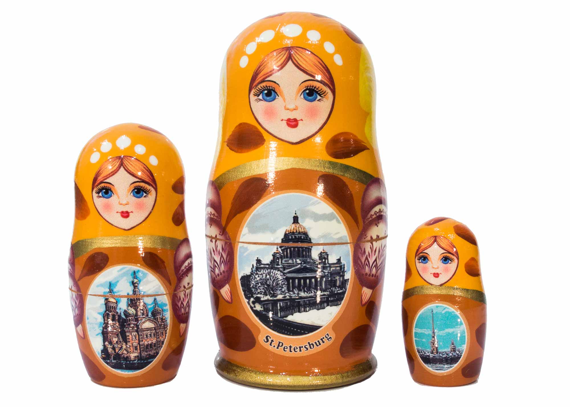 Buy Saint Petersburg Nesting Doll 3pc./4" - Yellow at GoldenCockerel.com