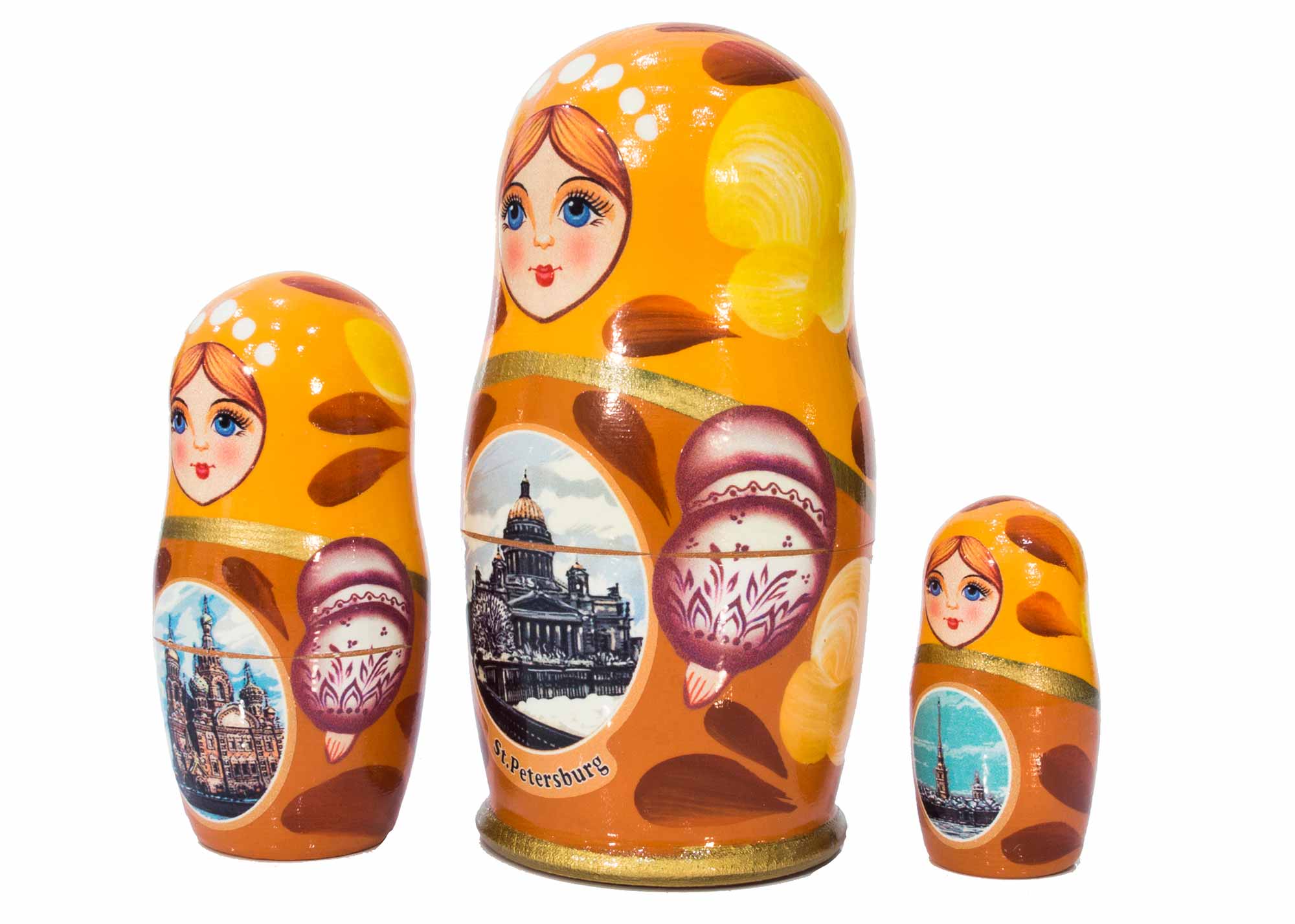 Buy Saint Petersburg Nesting Doll 3pc./4" - Yellow at GoldenCockerel.com