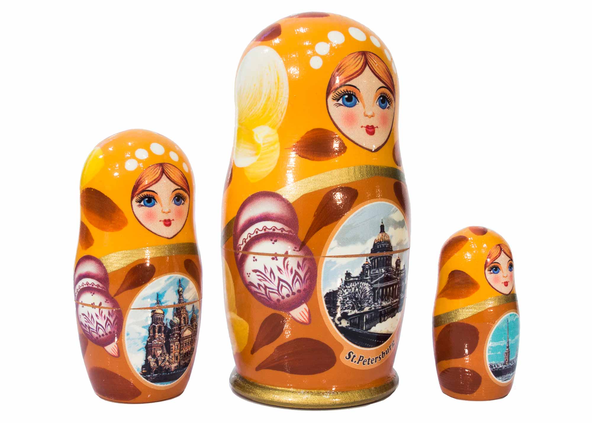 Buy Saint Petersburg Nesting Doll 3pc./4" - Yellow at GoldenCockerel.com