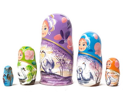 Buy Swan Heart Nesting Doll 5pc./6" at GoldenCockerel.com