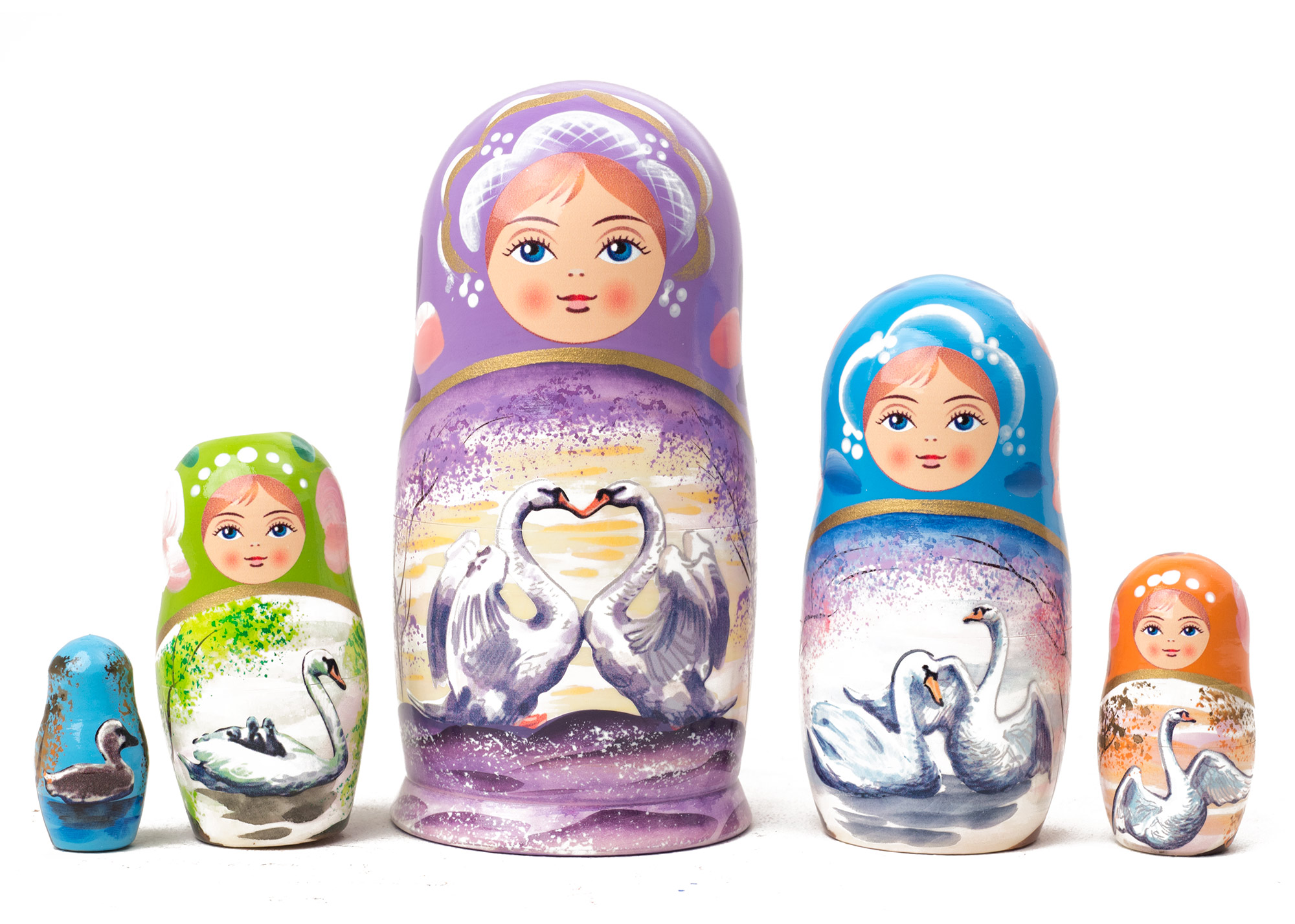 Buy Swan Heart Nesting Doll 5pc./6" at GoldenCockerel.com