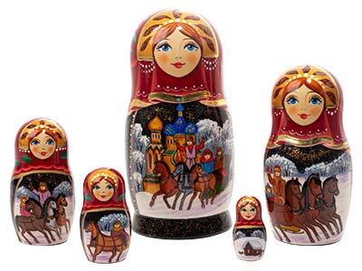 Snow Maiden Fairy Tale Nesting Doll 5pc./6