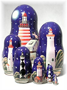 Buy Lighthouses in the Night Nesting Doll 7pc./8" at GoldenCockerel.com