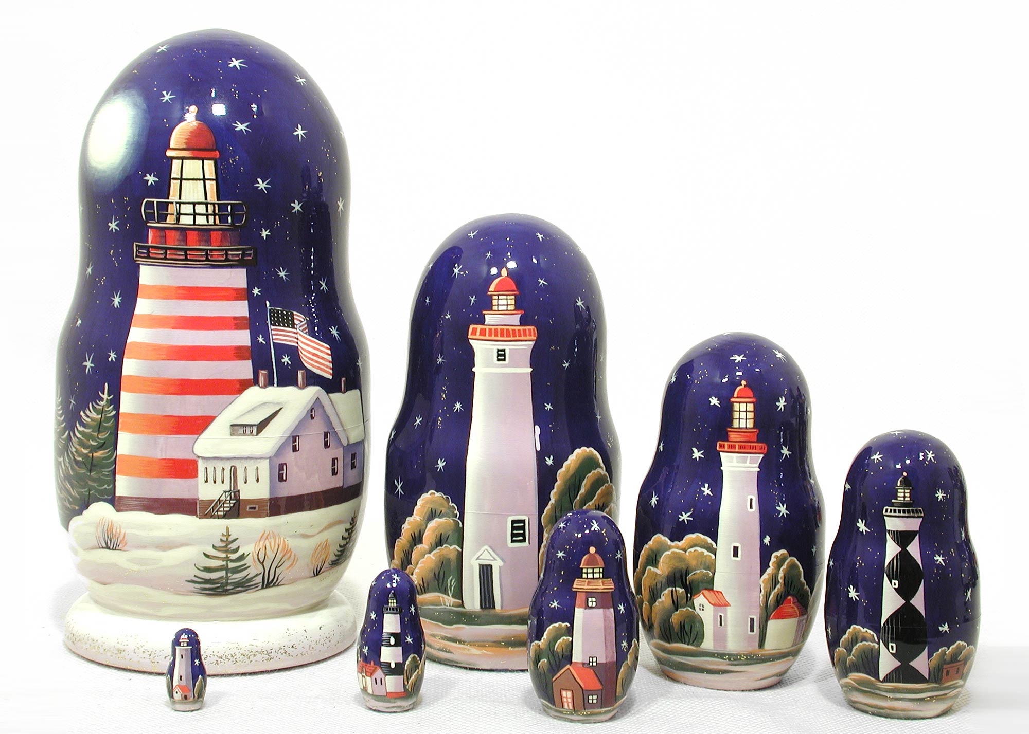 Buy Lighthouses in the Night Nesting Doll 7pc./8" at GoldenCockerel.com