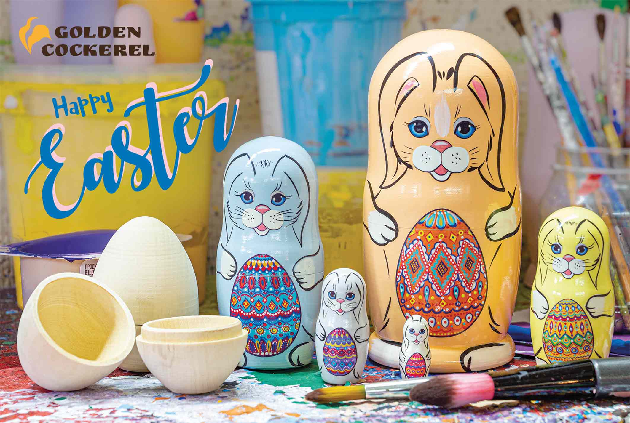 Buy Easter Bunnies with Eggs Nesting Doll 5pc./5" at GoldenCockerel.com