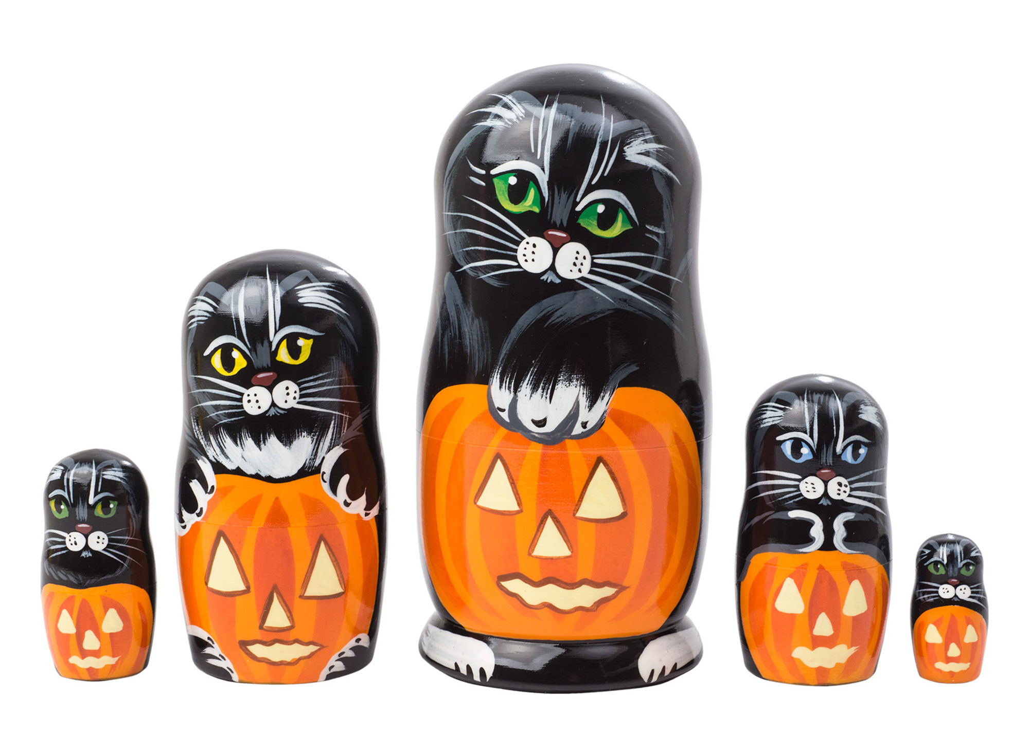 Buy Halloween Cats Nesting Doll 5pc./5" at GoldenCockerel.com