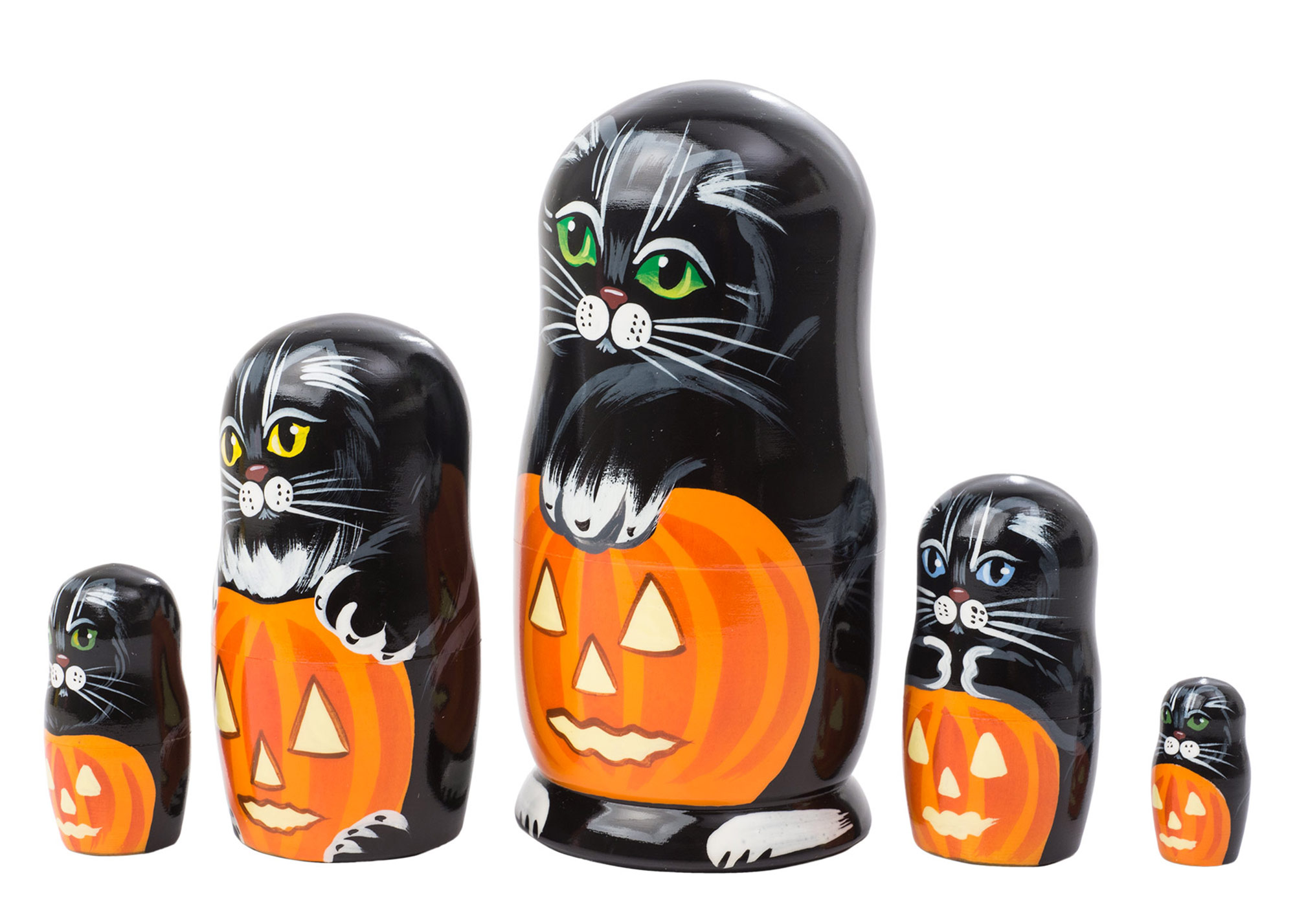 Buy Halloween Cats Nesting Doll 5pc./5" at GoldenCockerel.com