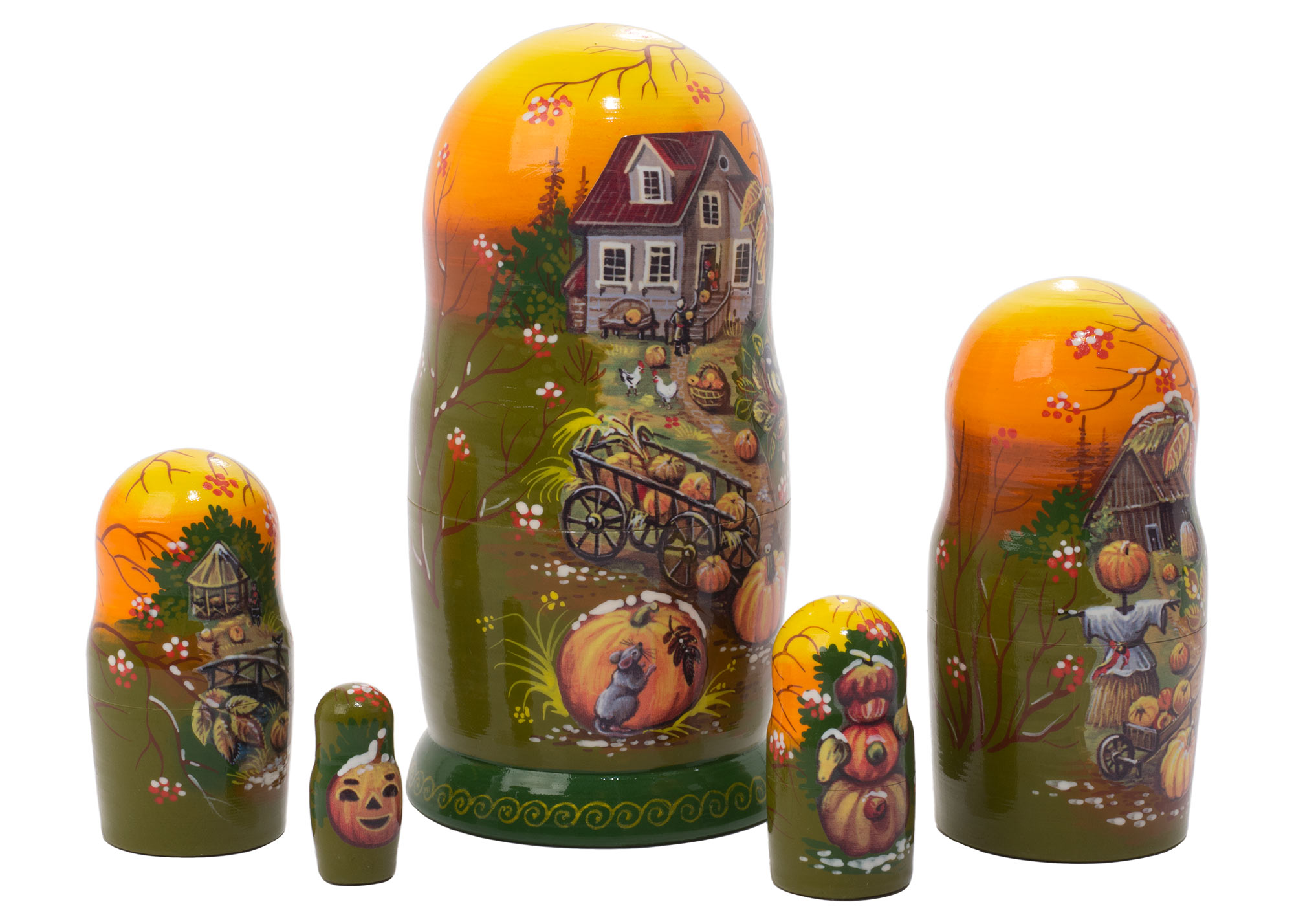 Buy Frost on the Pumpkin Thanksgiving Nesting Doll 5pc./5" at GoldenCockerel.com