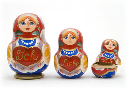 Buy "Ich Liebe Dich" Gift Matryoshka 3pc./4" at GoldenCockerel.com