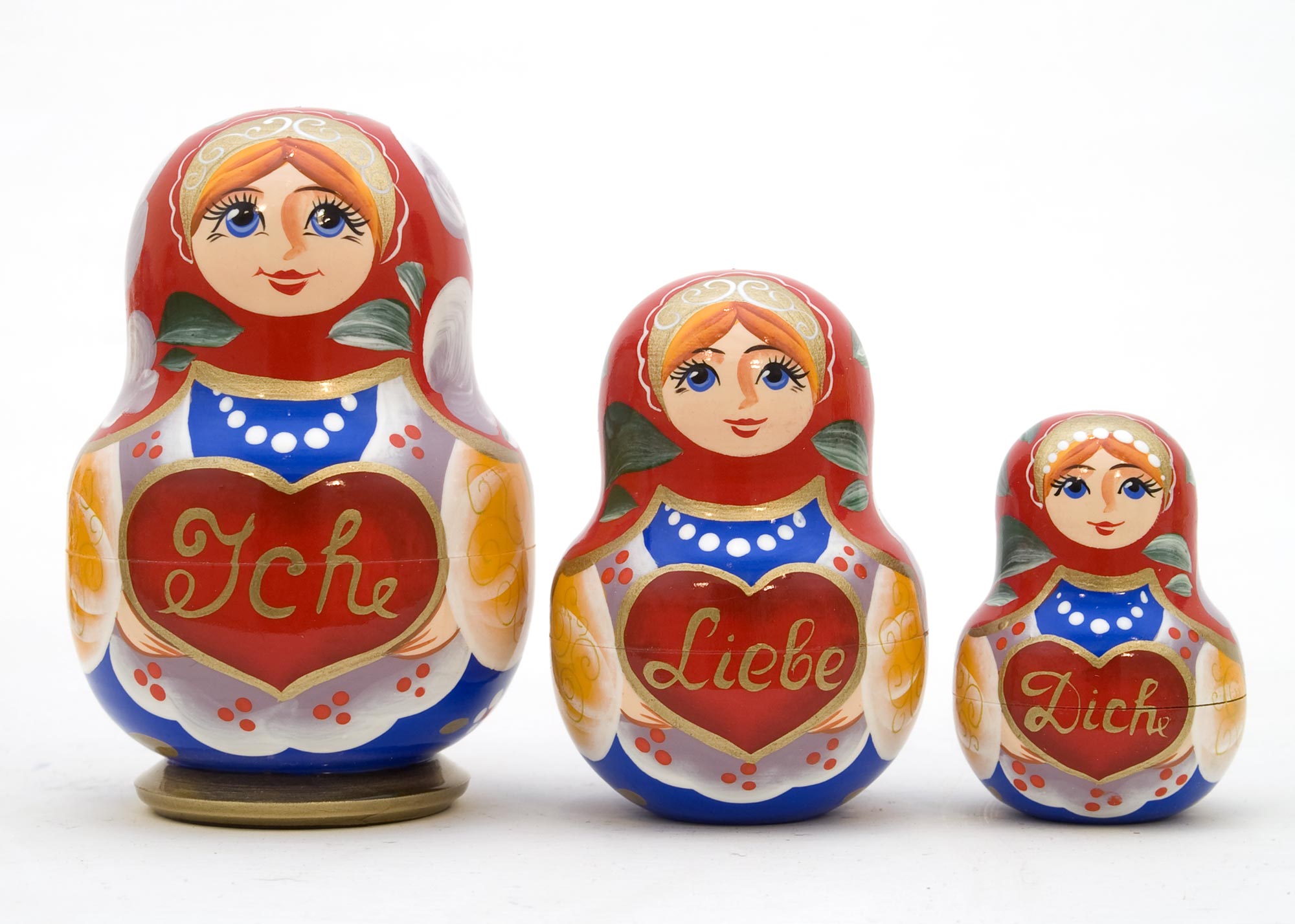 Buy "Ich Liebe Dich" Gift Matryoshka 3pc./4" at GoldenCockerel.com