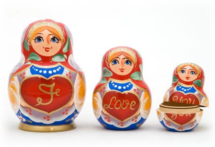 Buy "I Love You" Gift Matryoshka 3pc./4" at GoldenCockerel.com