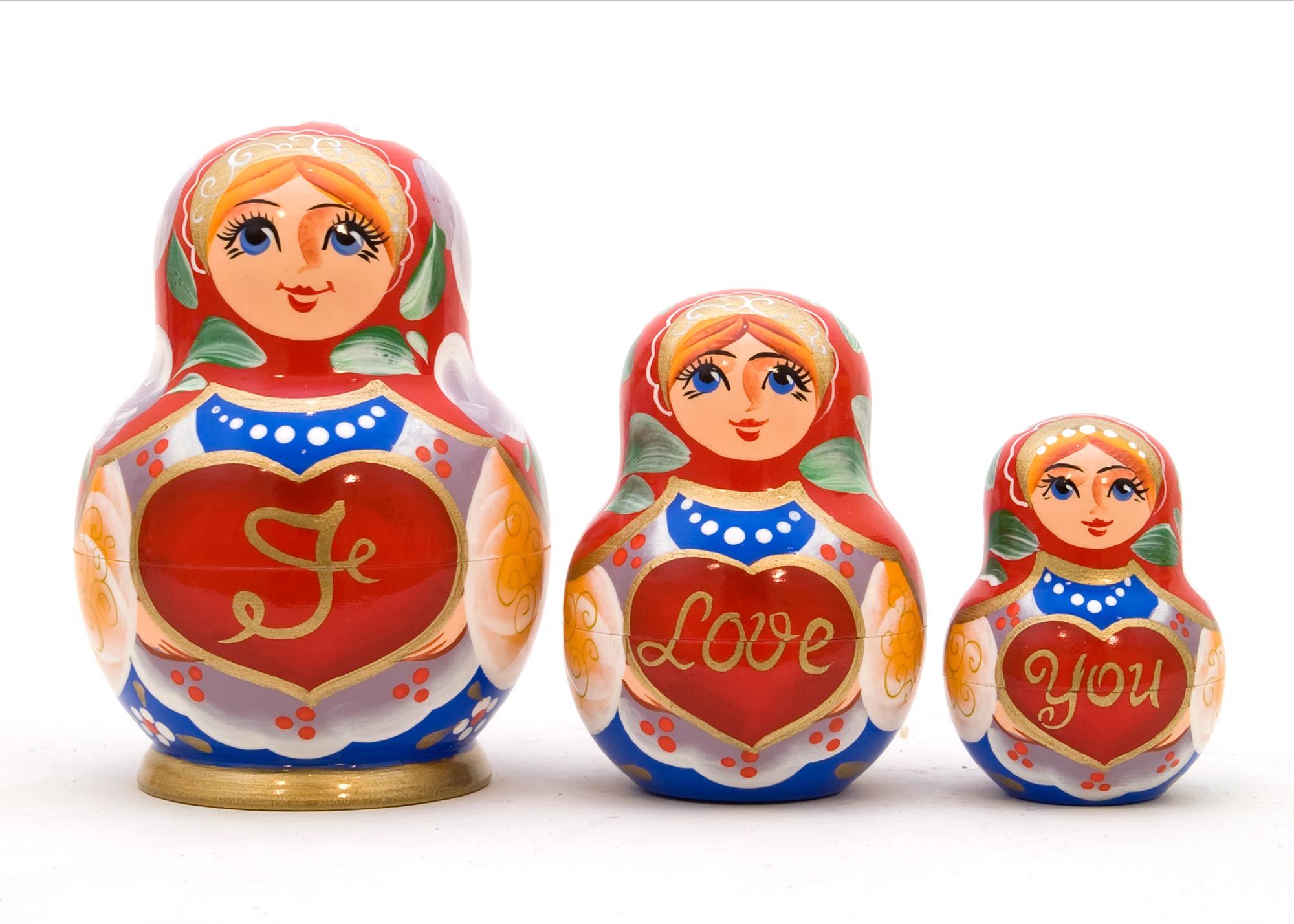 Buy "I Love You" Gift Matryoshka 3pc./4" at GoldenCockerel.com