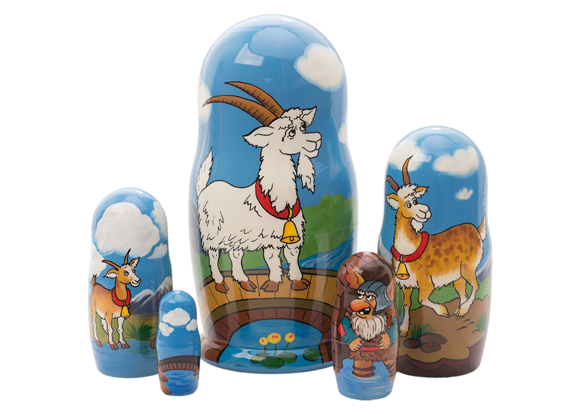 Buy Three Billy Goats Gruff Nesting Doll 5pc./5" at GoldenCockerel.com