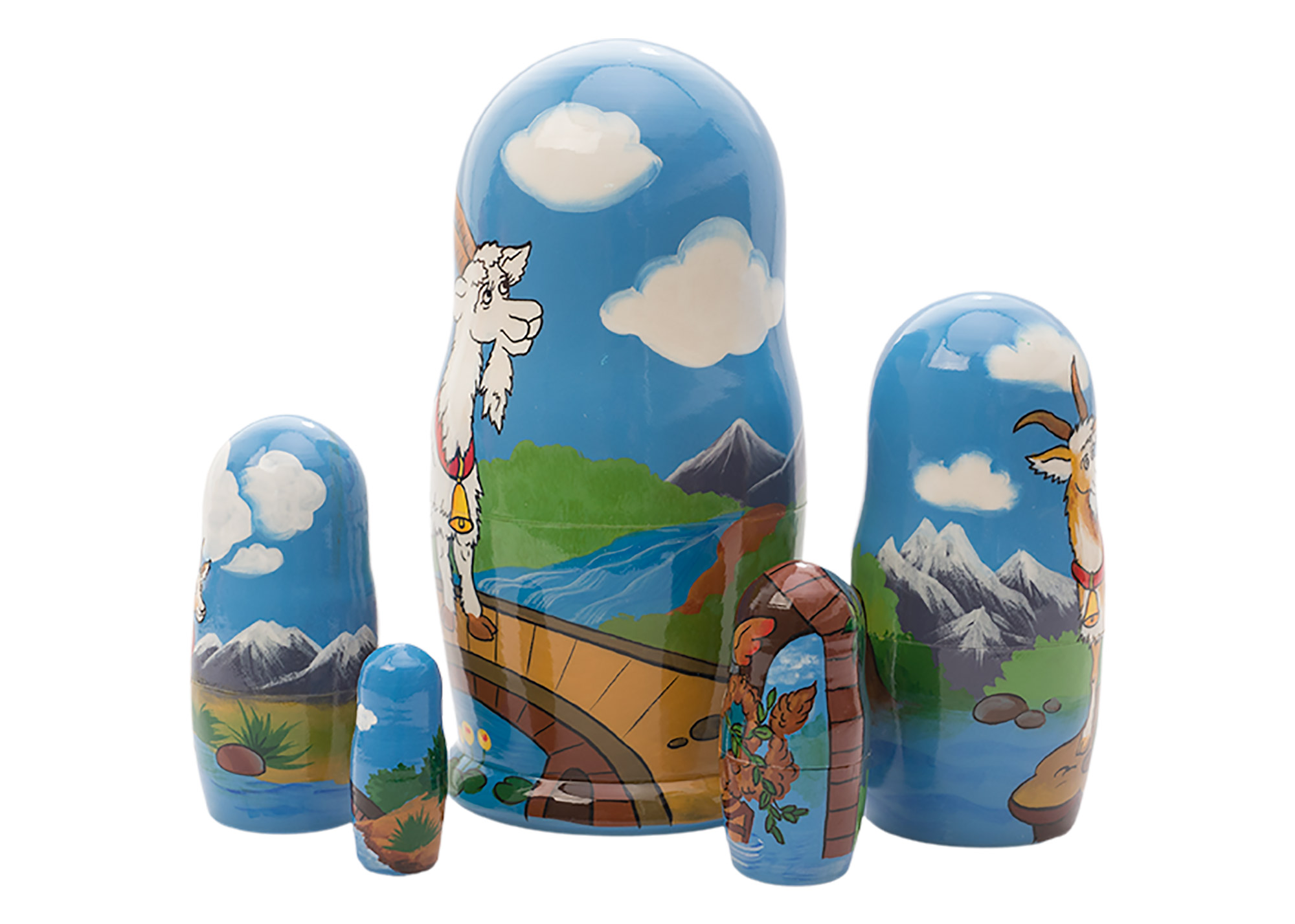 Buy Three Billy Goats Gruff Nesting Doll 5pc./5" at GoldenCockerel.com