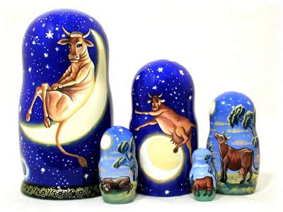 Buy The Cow that Jumped Over the Moon Nesting Doll 5pc./6" at GoldenCockerel.com