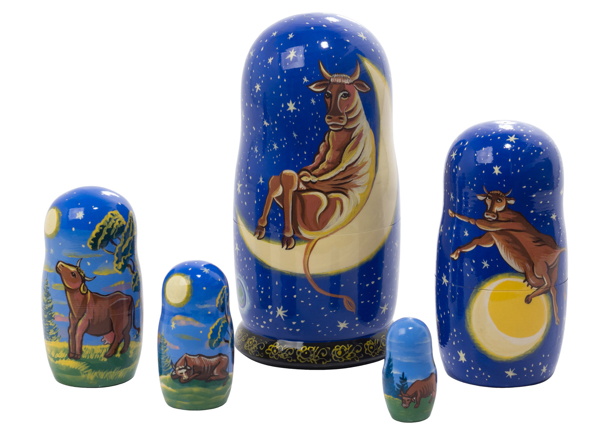 Buy The Cow that Jumped Over the Moon Nesting Doll 5pc./6" at GoldenCockerel.com