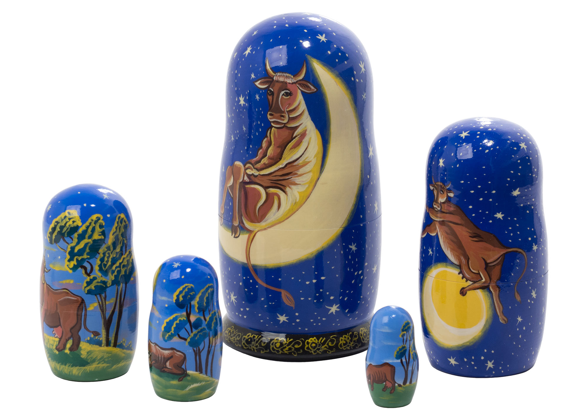 Buy The Cow that Jumped Over the Moon Nesting Doll 5pc./6" at GoldenCockerel.com