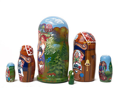 Buy Red Riding Hood Scenic Nesting Doll 6pc./5" at GoldenCockerel.com