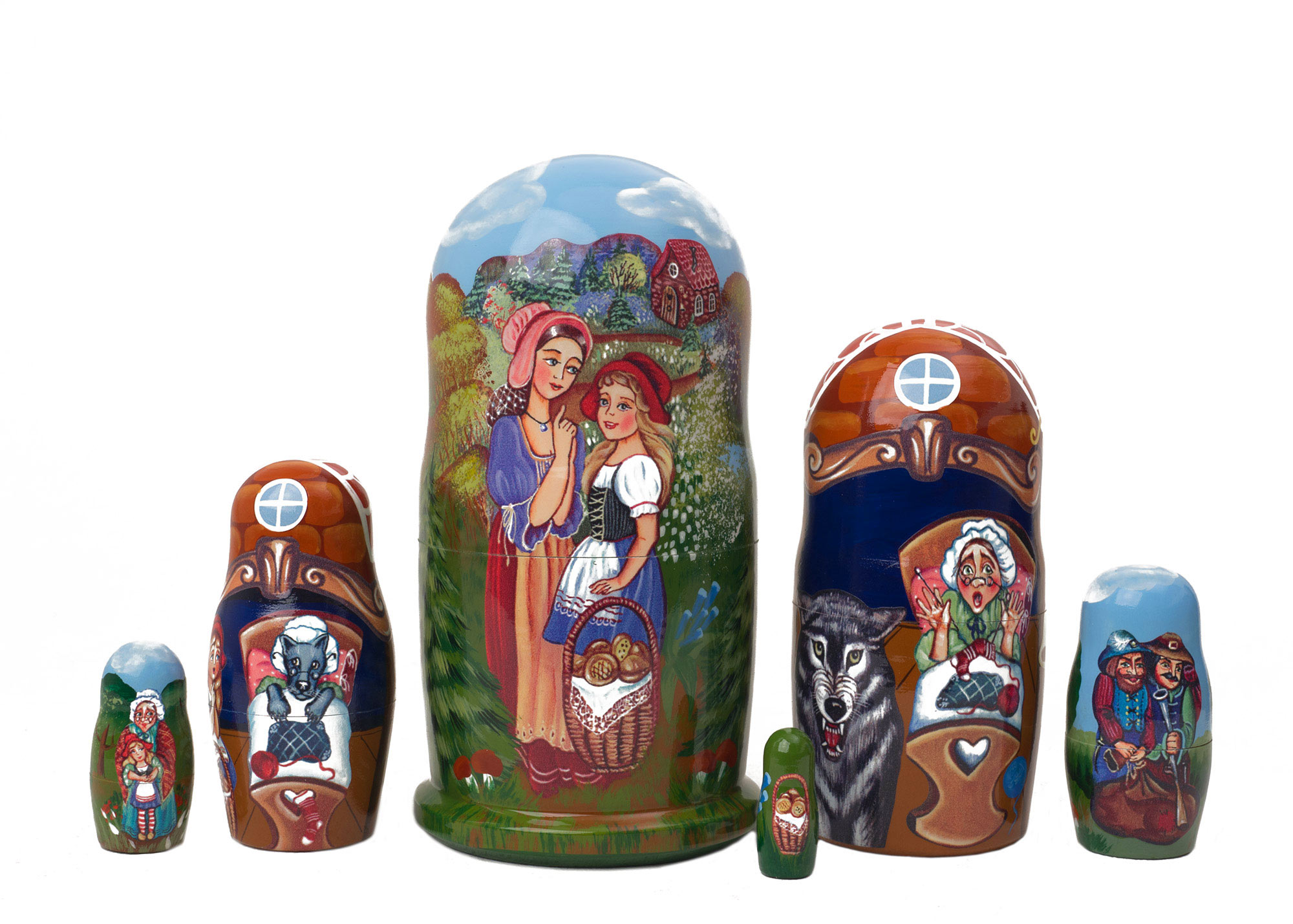 Buy Red Riding Hood Scenic Nesting Doll 6pc./5" at GoldenCockerel.com