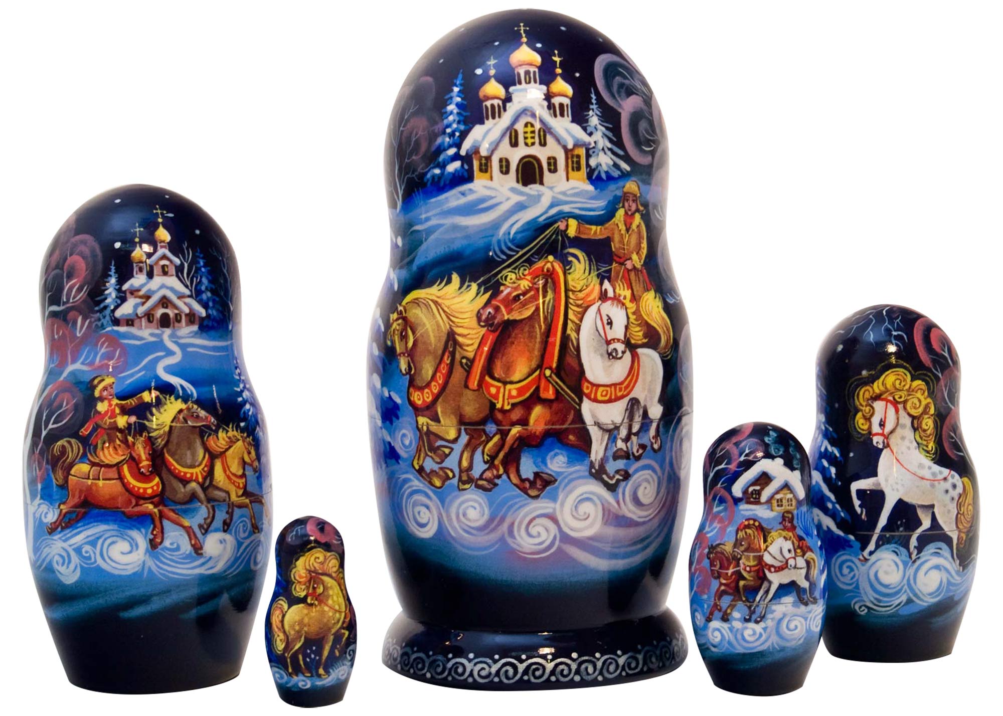 Buy Winter Troika Nesting Doll 5pc./6" at GoldenCockerel.com