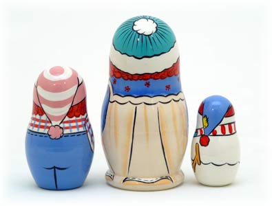 Buy Christmas Raggedy Ann & Andy Nesting Doll 3pc./4" at GoldenCockerel.com