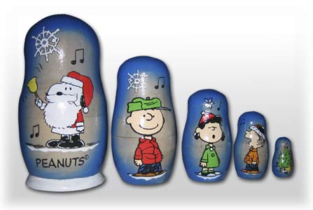 Buy Peanuts Christmas Nesting Doll 5pc./5" (Chinese Quality) at GoldenCockerel.com