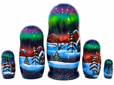 Buy Northern Lights Nesting Doll 5pc./6" at GoldenCockerel.com