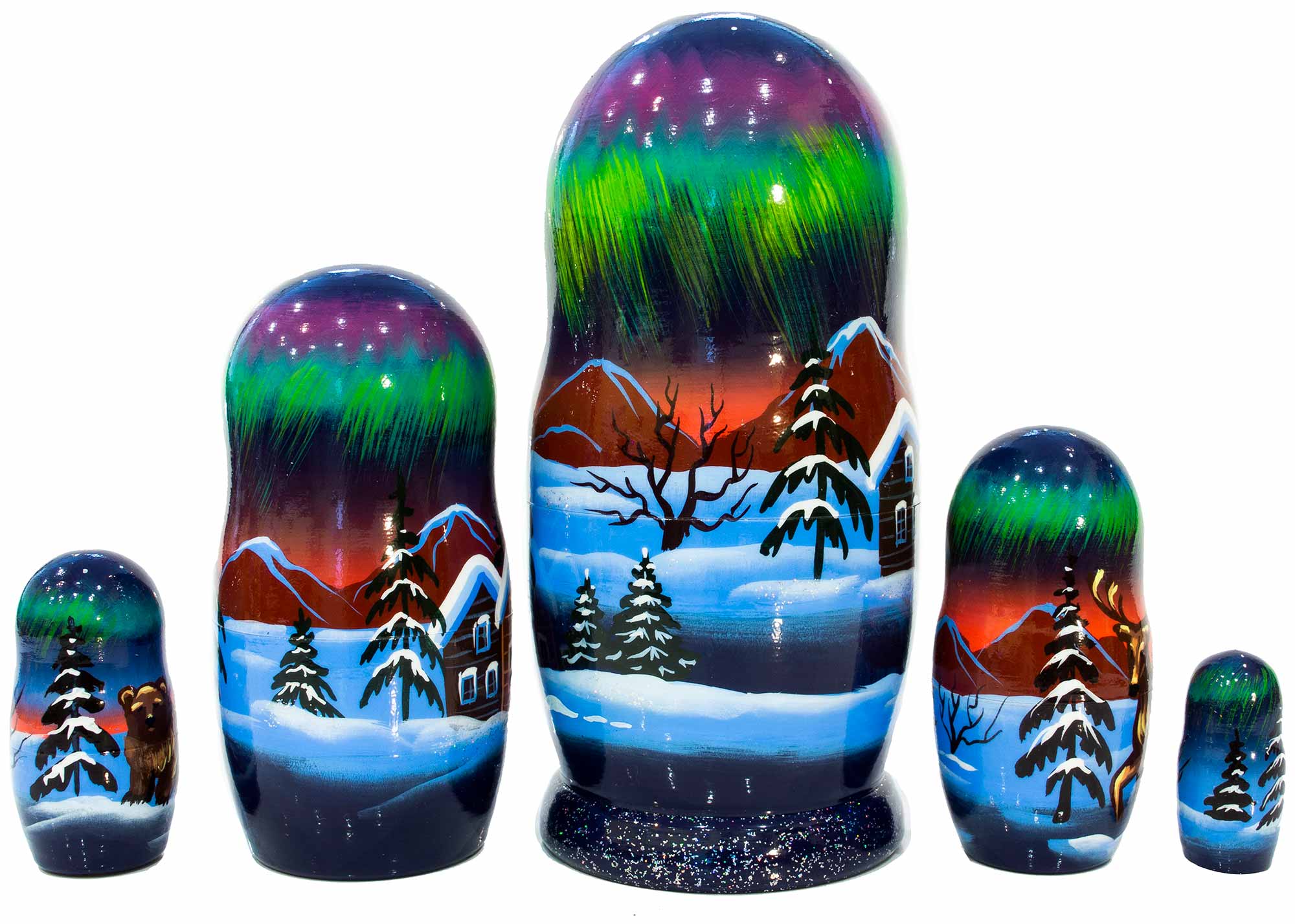 Buy Northern Lights Nesting Doll 5pc./6" at GoldenCockerel.com