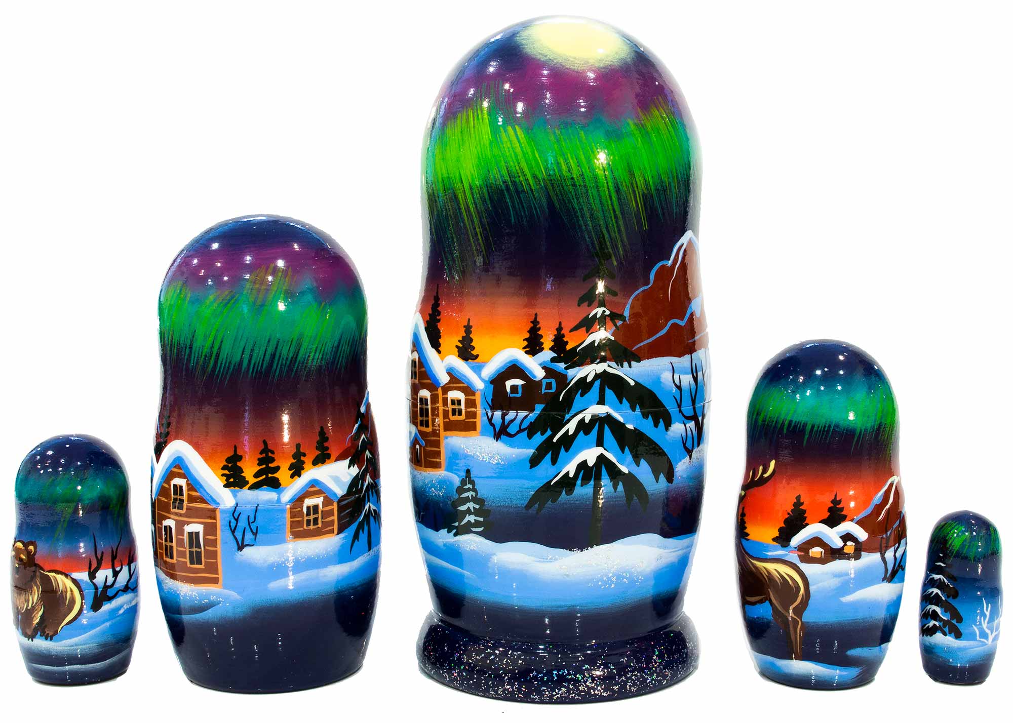 Buy Northern Lights Nesting Doll 5pc./6" at GoldenCockerel.com