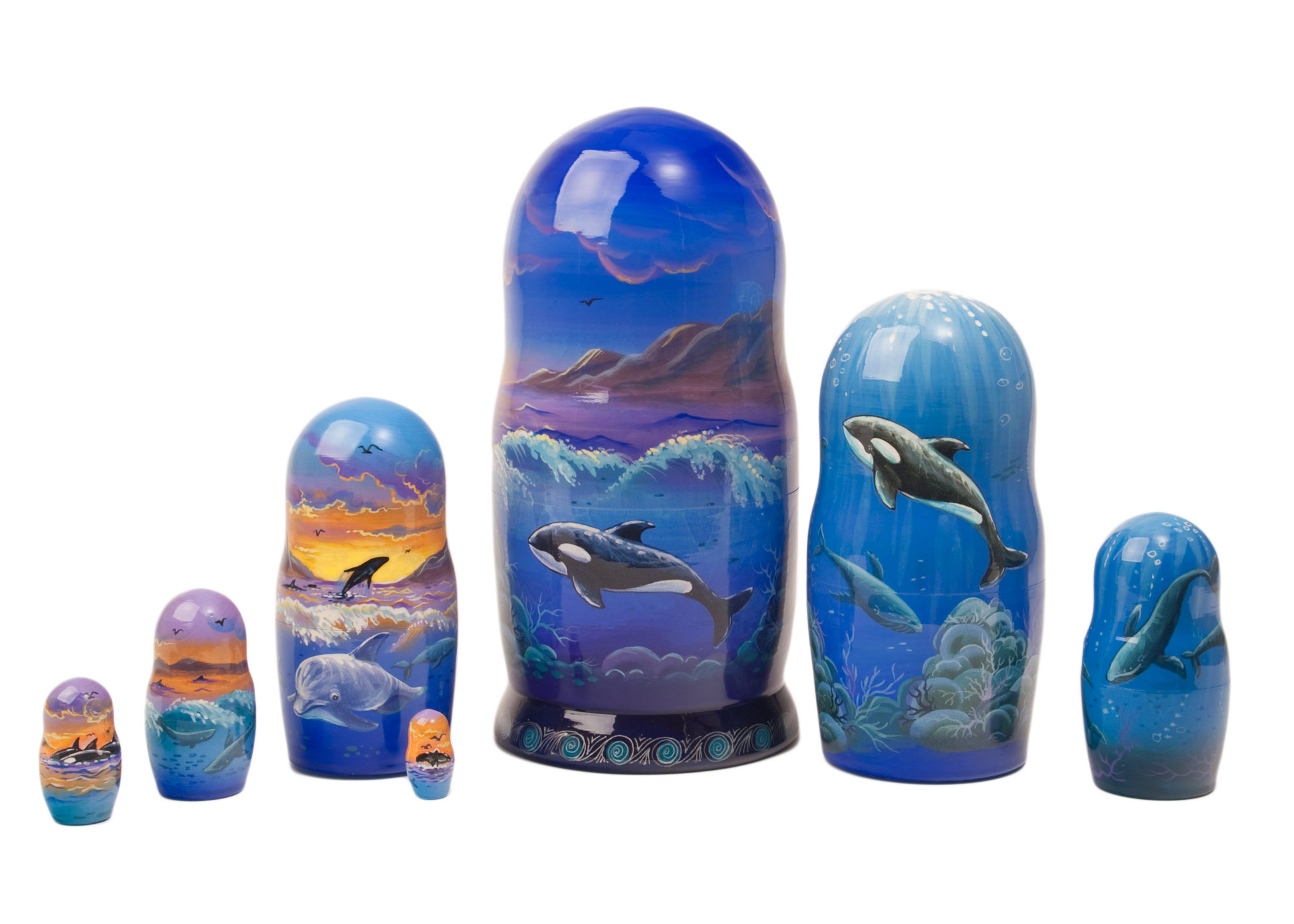 Buy Whale Watching Nesting Doll 7pc/8" at GoldenCockerel.com