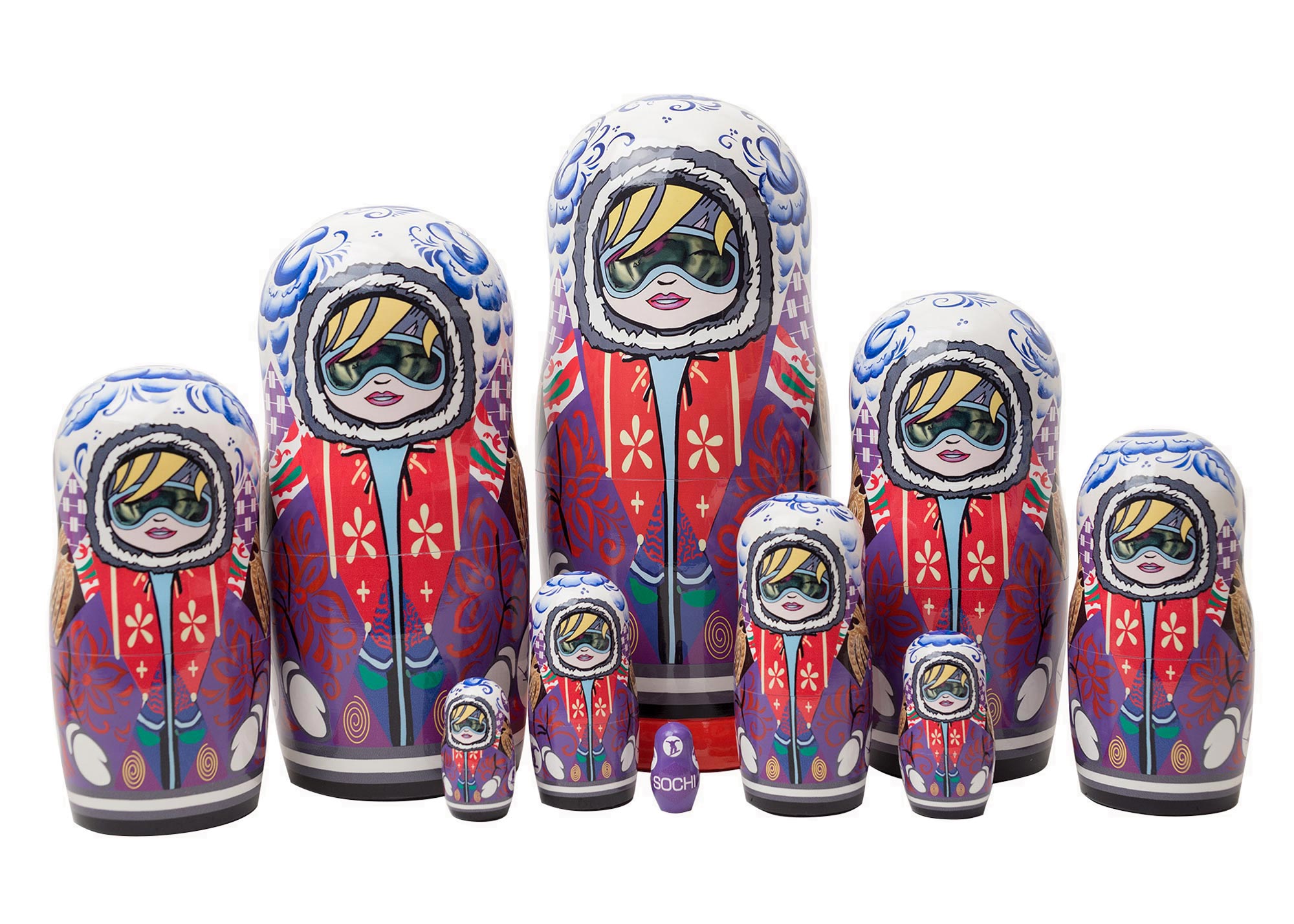 Buy Sochi Slopestyle Nesting Doll 10pc./11" at GoldenCockerel.com