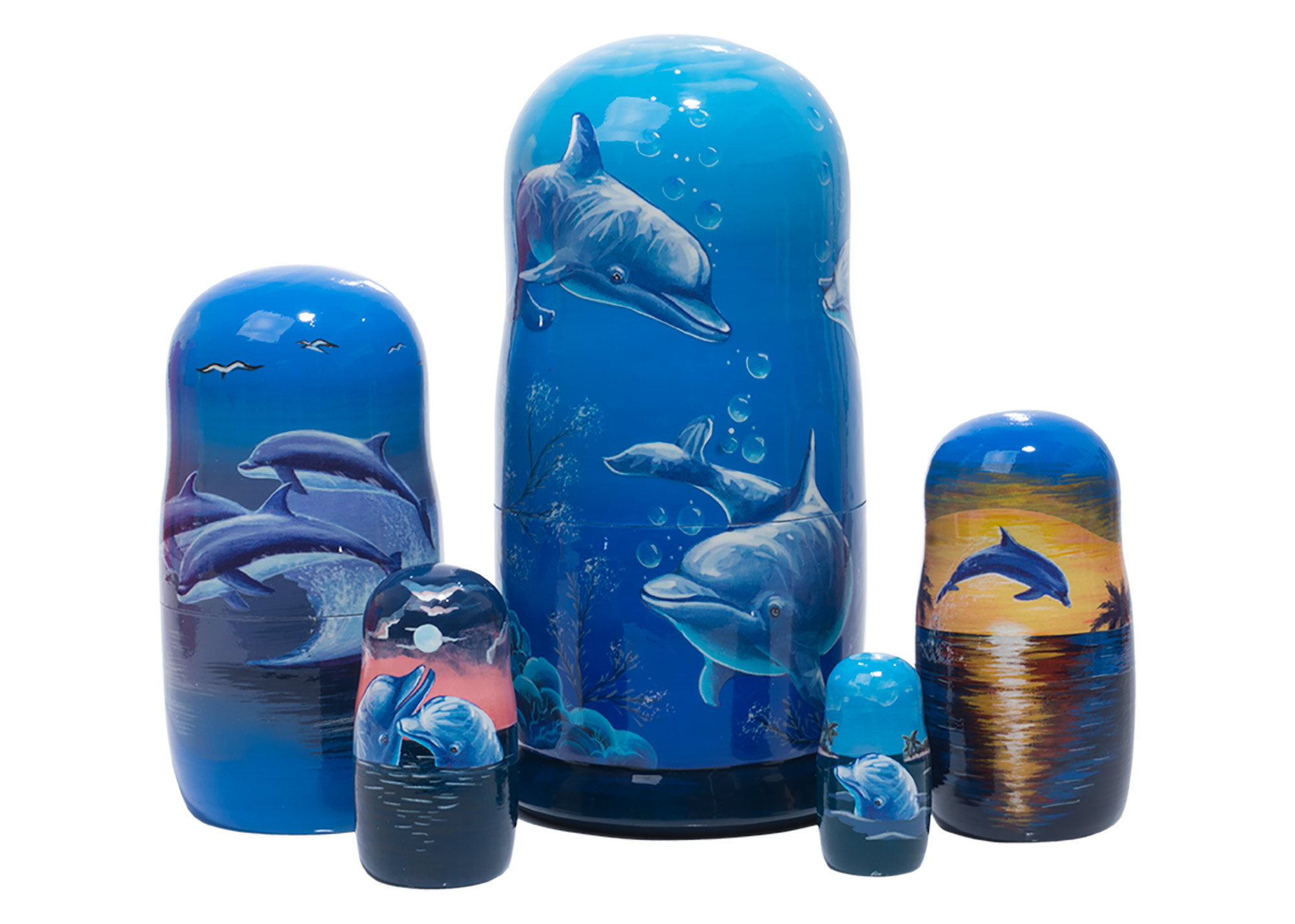 Buy Scenic Dolphin Pod Russian Nesting Doll 5pc./6" at GoldenCockerel.com