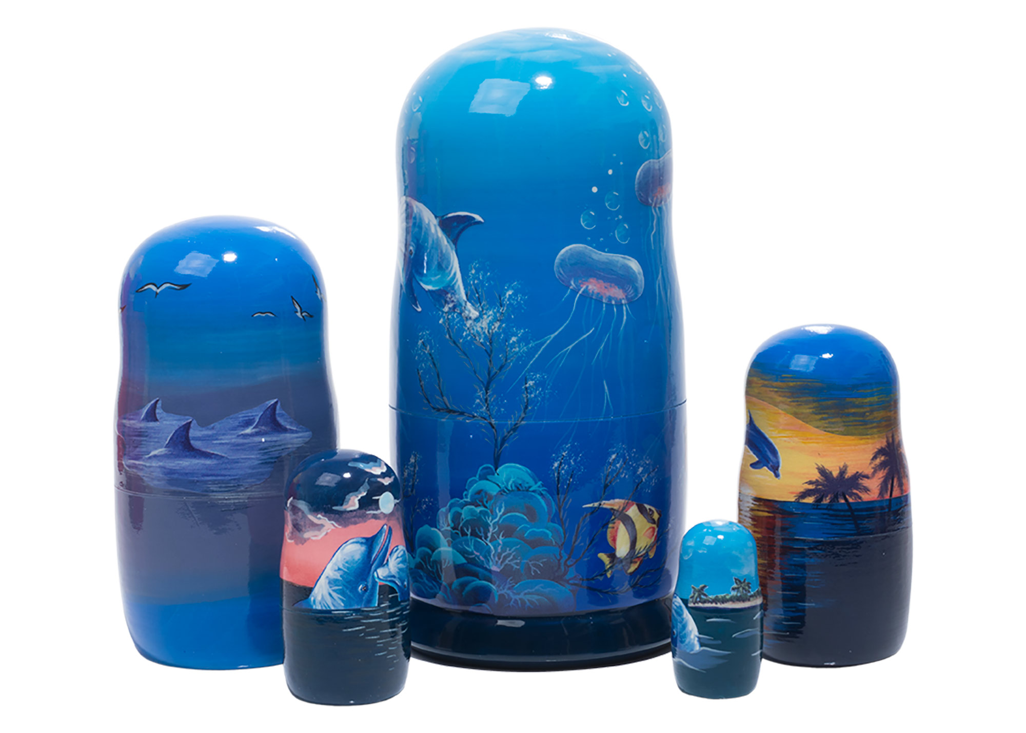 Buy Scenic Dolphin Pod Russian Nesting Doll 5pc./6" at GoldenCockerel.com