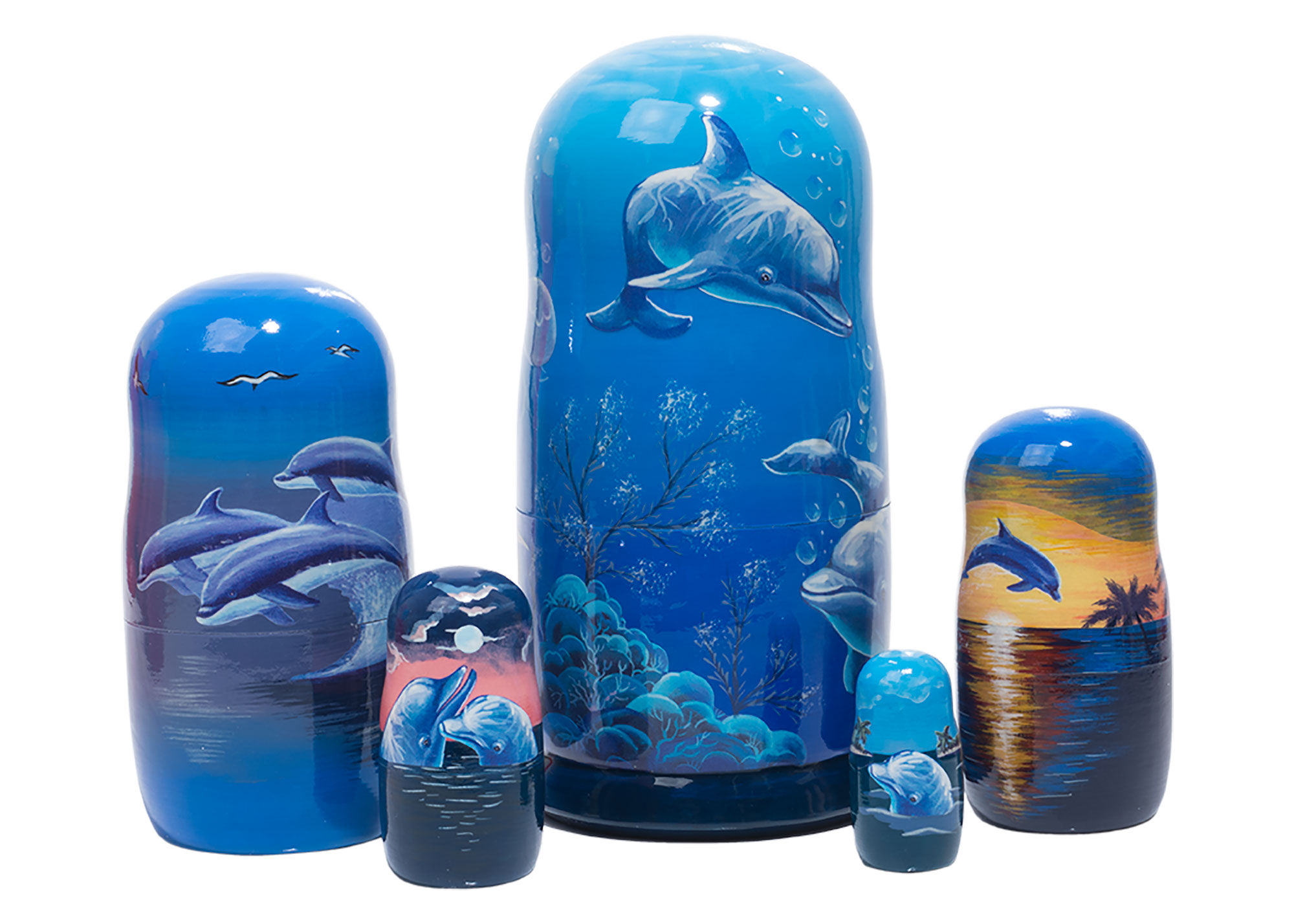 Buy Scenic Dolphin Pod Russian Nesting Doll 5pc./6" at GoldenCockerel.com