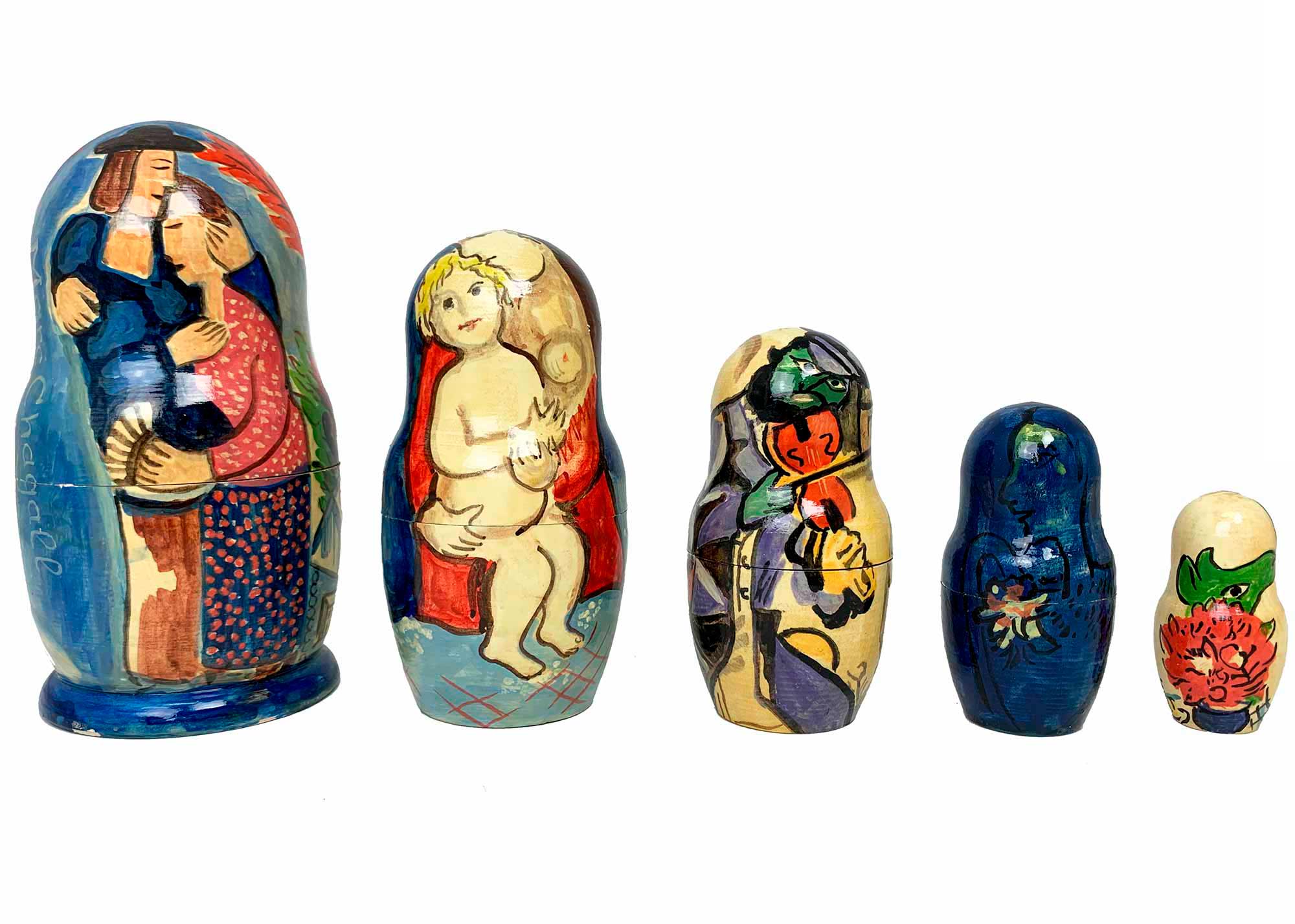 Buy Vintage Chagall "Blue Couple" Nesting Doll 5pc./6' at GoldenCockerel.com