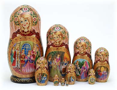 Buy Cinderella Nesting Doll 10pc./10" -- One-of-a-kind at GoldenCockerel.com