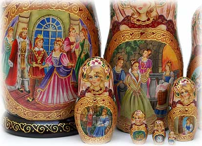 Buy Cinderella Nesting Doll 10pc./10" -- One-of-a-kind at GoldenCockerel.com